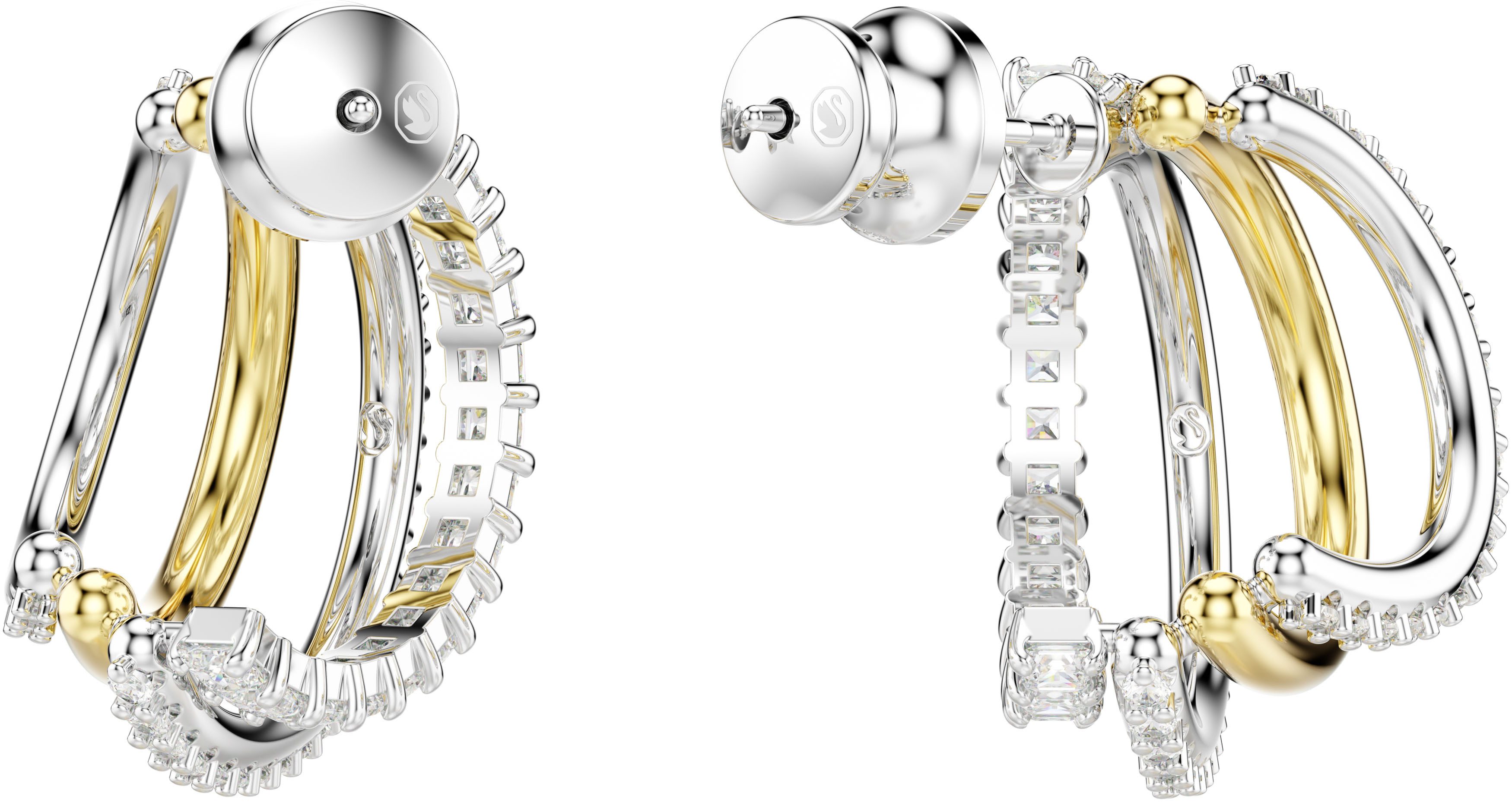 Swarovski Paar Creolen Schmuck Geschenk Hyperbola Ohrringe, mit Swarovski® Zirkonia (synth) – Bild 4 von 5