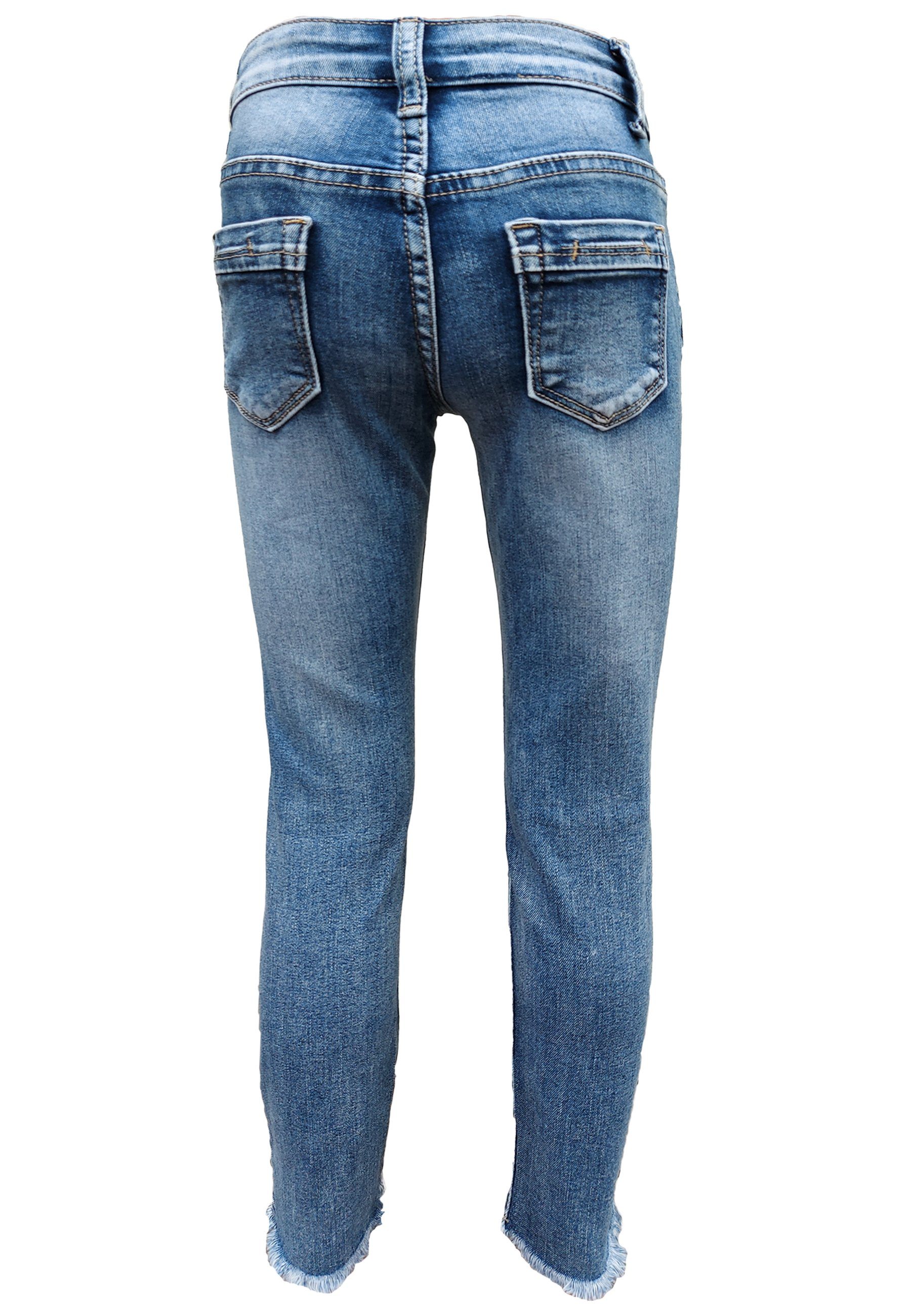 Saum ausgefranstem Family Trends Slim-fit-Jeans mit