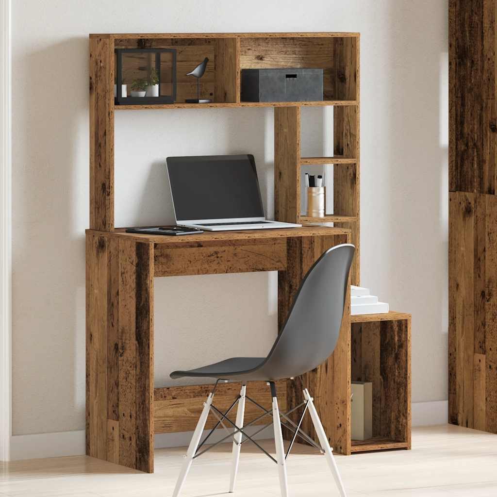vidaXL Schreibtisch Schreibtisch mit Regal Altholz-Optik günstig online kaufen