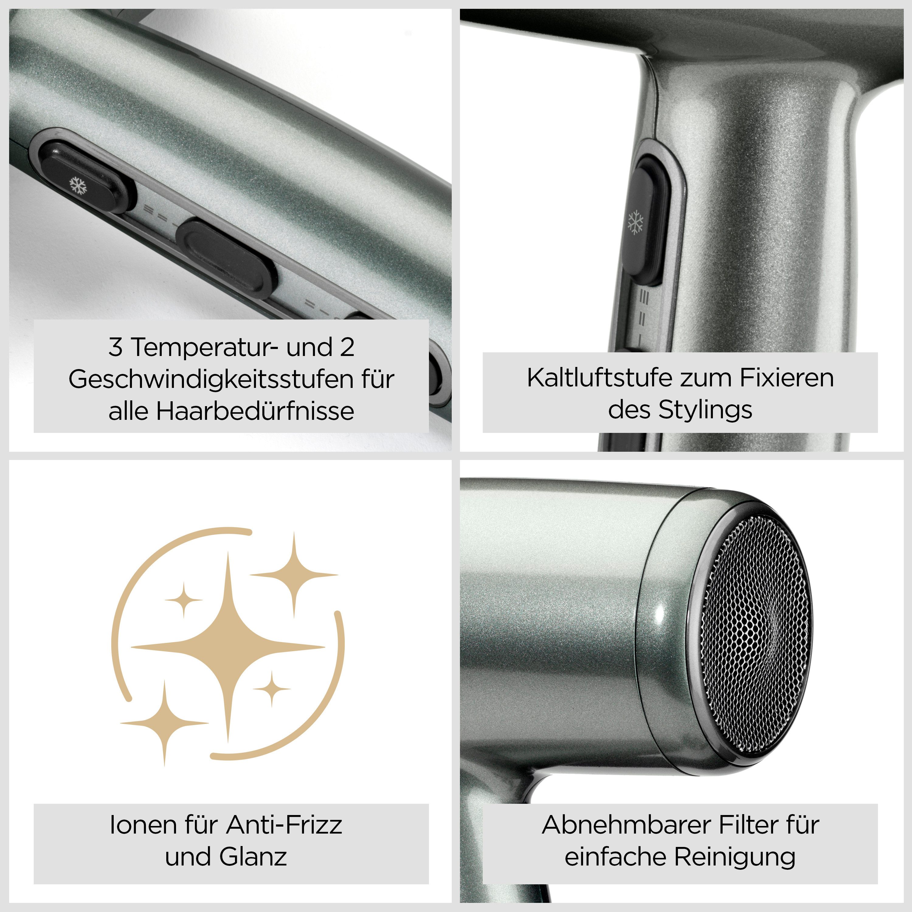 BaByliss Haartrockner Xanadu Haartrockner, D581DE, kompakter Ionen-Föhn, 2100 W, 2100W, Fön mit 1 Aufsatz, leicht und leistungsstark, kompakt