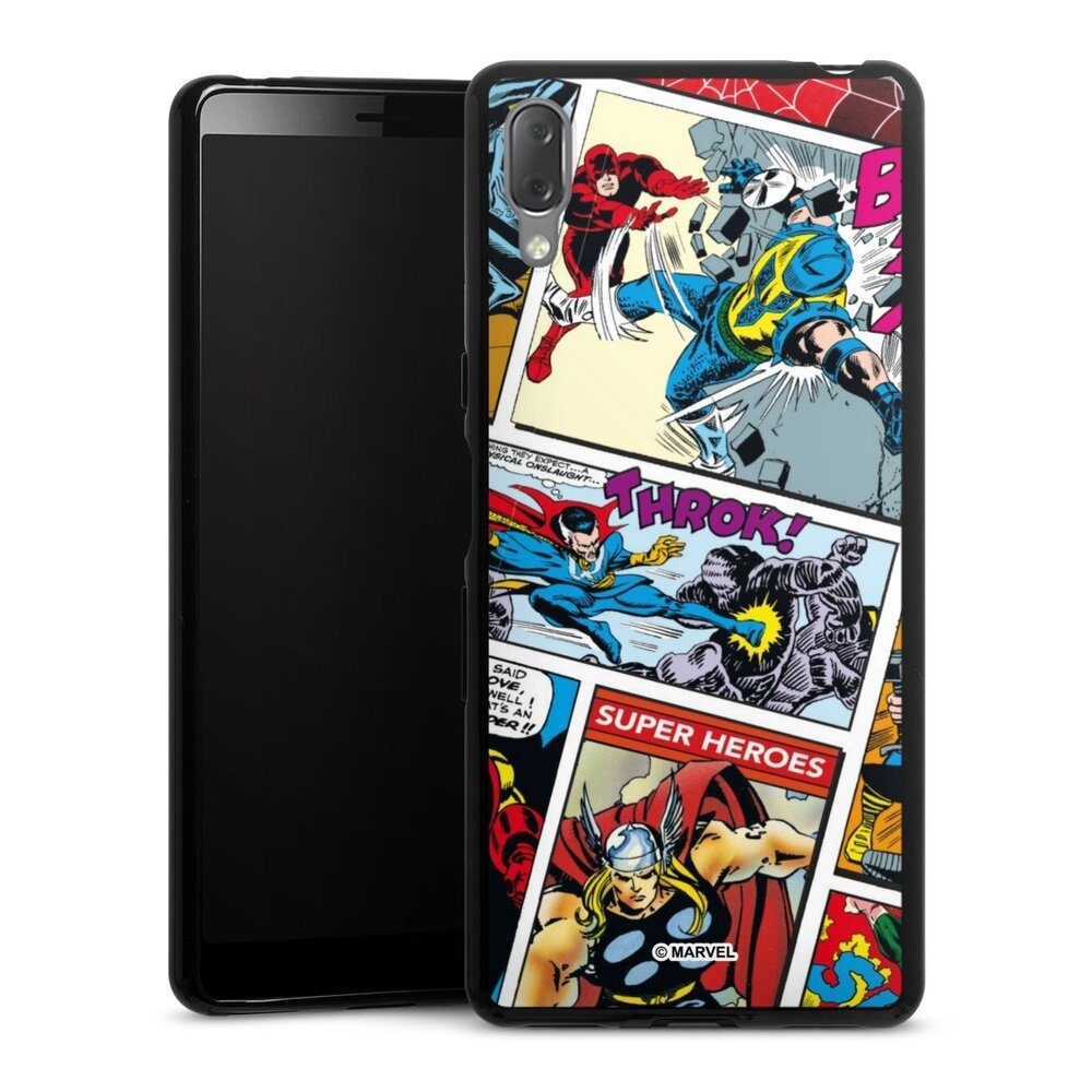 DeinDesign Handyhülle Marvel Retro Comic Blue, Sony Xperia L3 Silikon Hülle Bumper Case Handy Schutzhülle