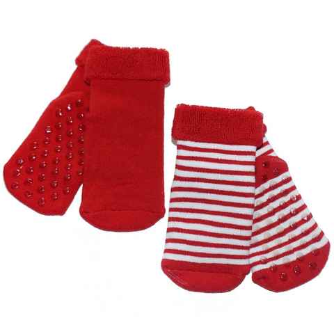 WERI SPEZIALS Strumpfhersteller GmbH ABS-Socken Baby ABS-Socken 2-er Pack >>Warme Füßchen: Ringel<< weiche Baumwolle (Set) 2er-Pack