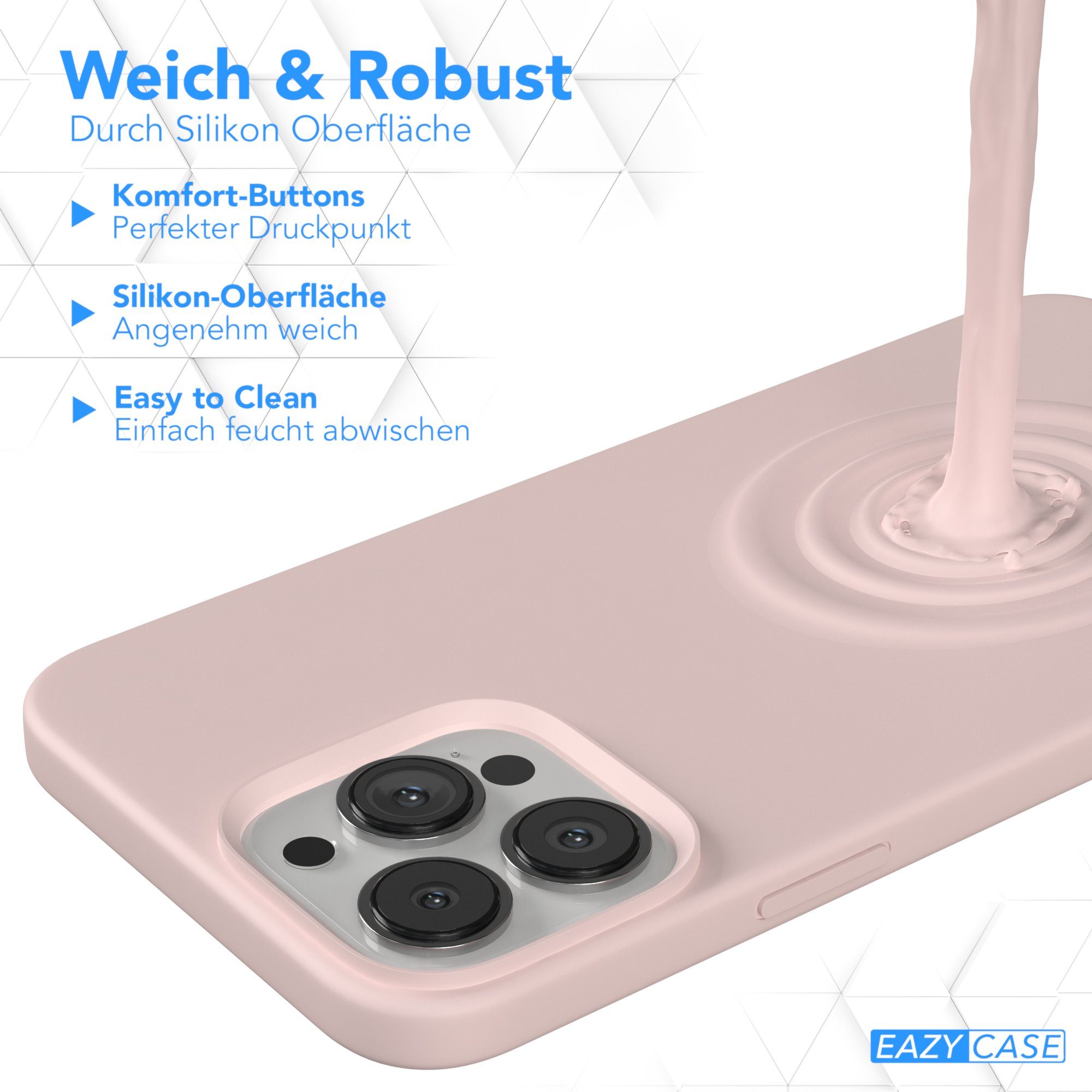 EAZY CASE Handyhülle Premium Silikon Case für Apple iPhone 13 Pro Max 6,7 Zoll, Silikon Schutzhülle mit Kameraschutz kratzfest Cover Rosa / Altrosa – Bild 4 von 5