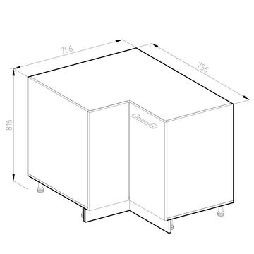 Vicco Eckunterschrank Unterschrank 75,6 cm R-Line Weiß Sonoma