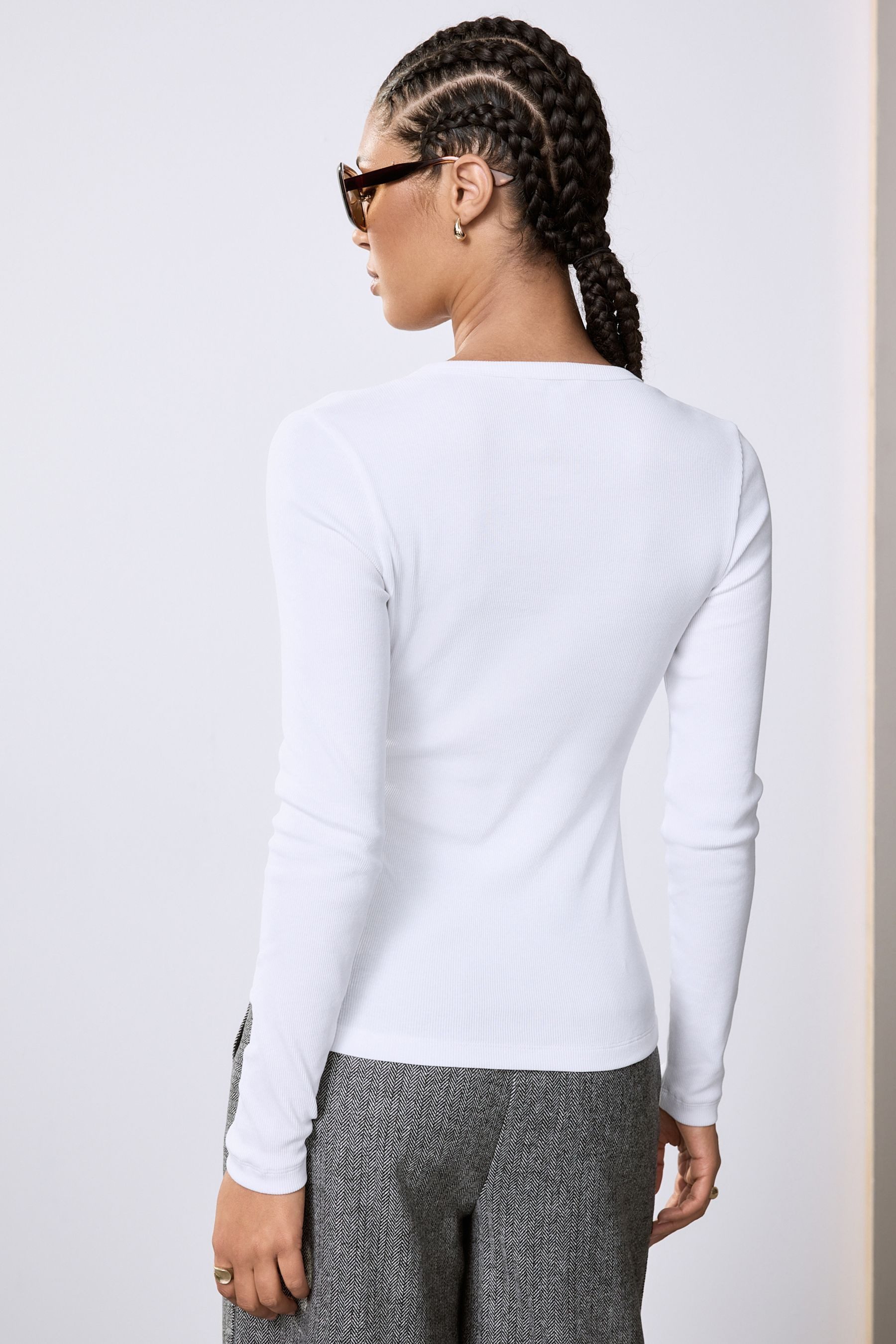 Next T-Shirt Geripptes, durchgeknöpftes Henley-Langarmshirt (1-tlg) günstig online kaufen