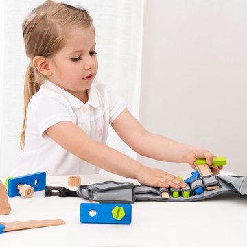 New Classic Toys® Kinder-Werkzeug-Set Werkzeuggürtel mit Werkzeug aus Holz für Kinder Spielset in Blau