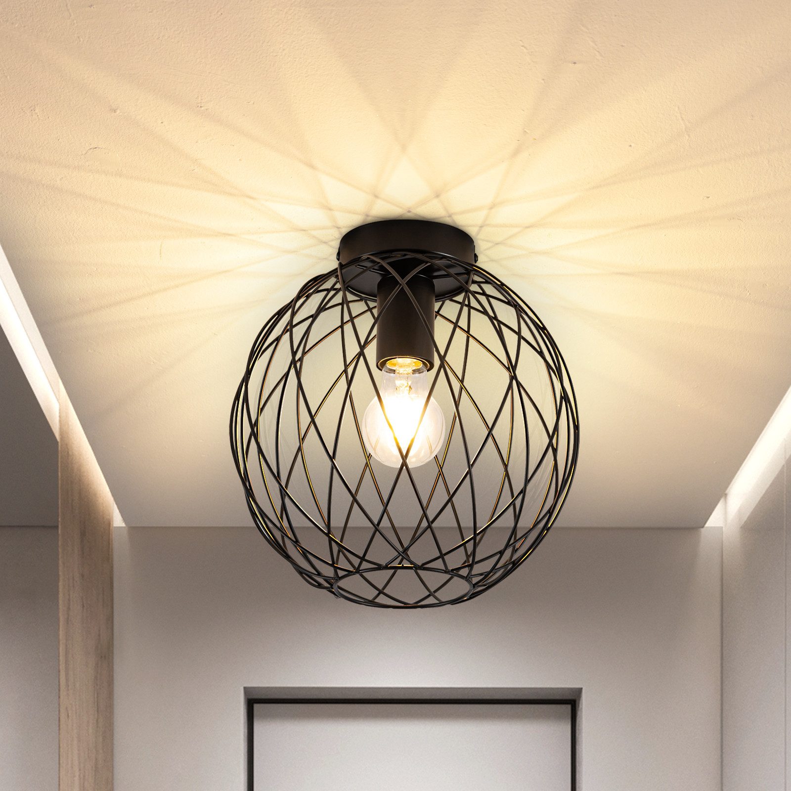 Nettlife Deckenleuchte 1 Flammig Deckenlampe Vintage Flurlampe Schwarz, LED günstig online kaufen