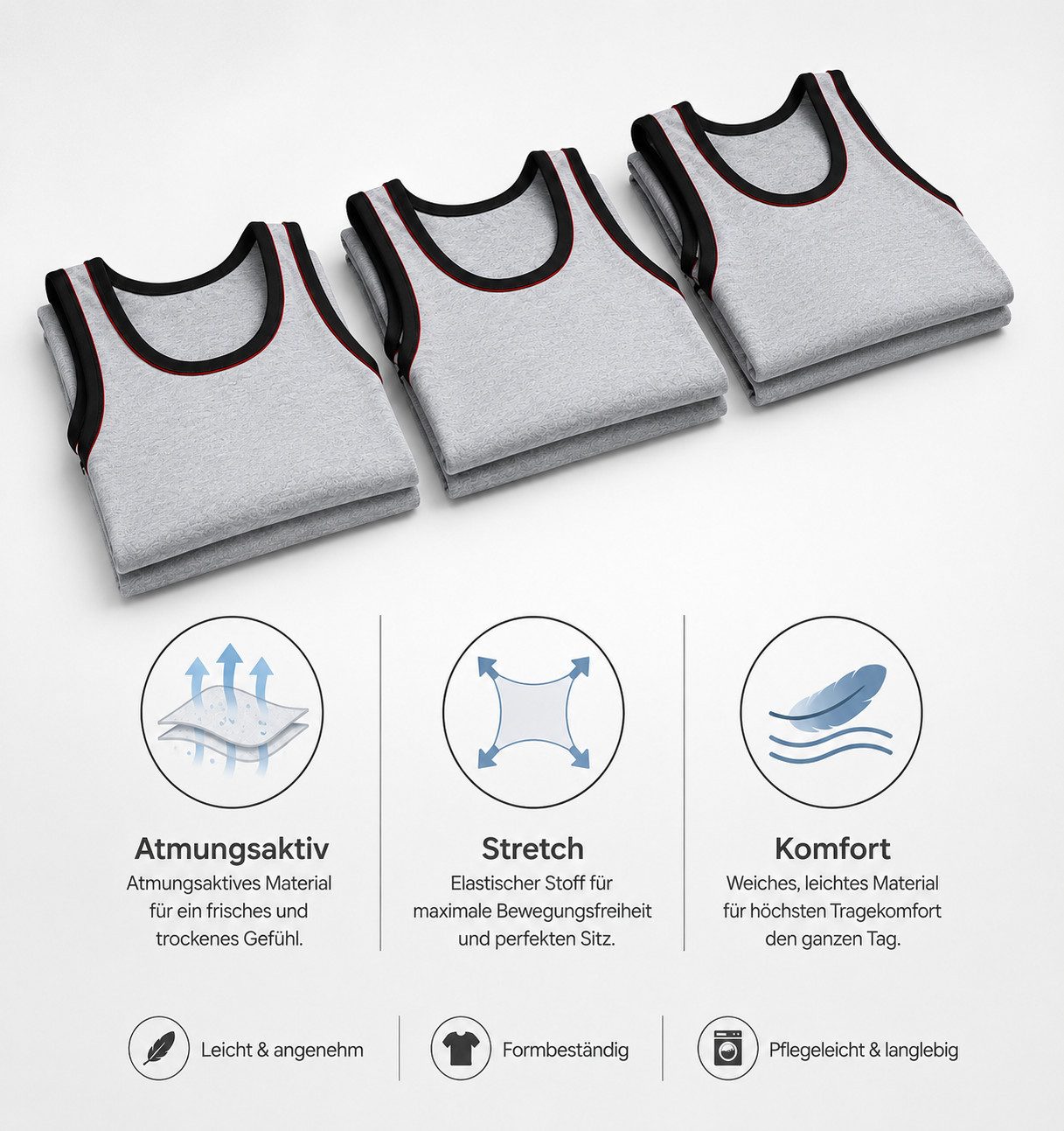 DDOnlineShop Unterhemd Herren Tank Top 4er Pack Achselshirt Melange Grau Basic Shirt (Packung, 4-St., 4er-Pack) Premium Qualität G403