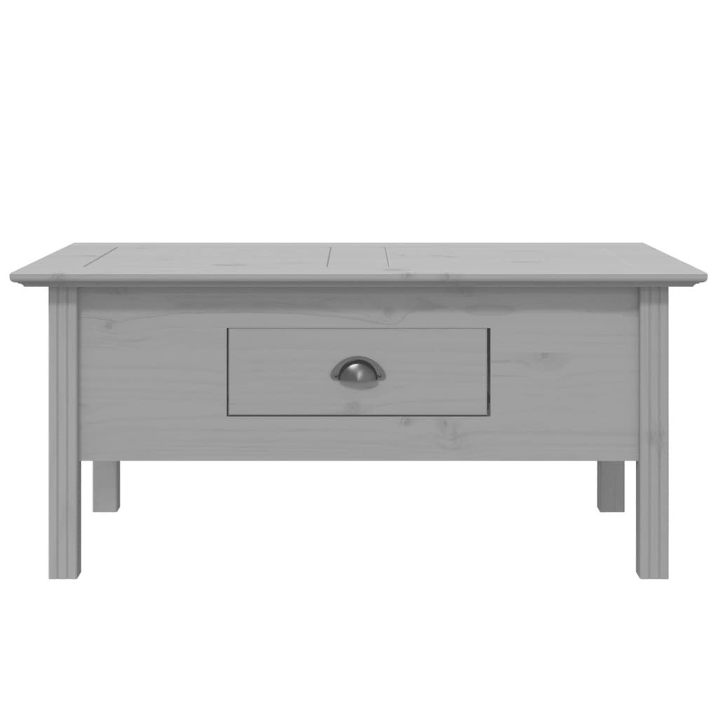 furnicato Couchtisch Eleganter aus Massivholz, Grau, 100 x 55 x 46 cm (1-St), Beistelltisch mit Schublade und Metallgriff im französischen Stil