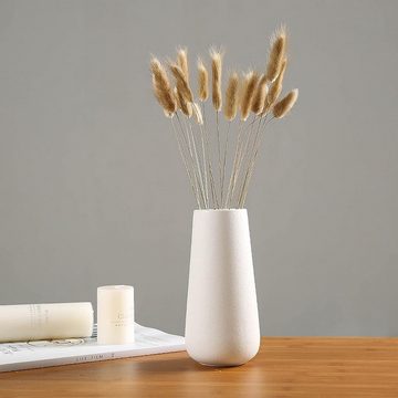 HIBNOPN Dekovase Vase Weiß, Keramik Vase Ideal zur Lagerung von Trockenblumen Blumen