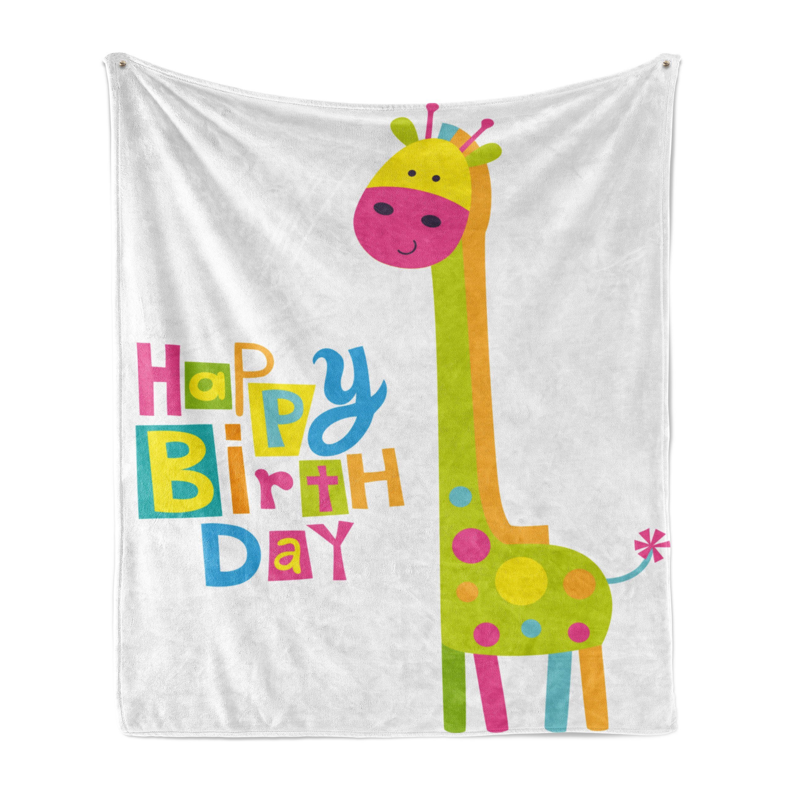 Wohndecke Gemütlicher Plüsch für den Innen- und Außenbereich, Abakuhaus, Geburtstag Geburtstags-Baby-Giraffe
