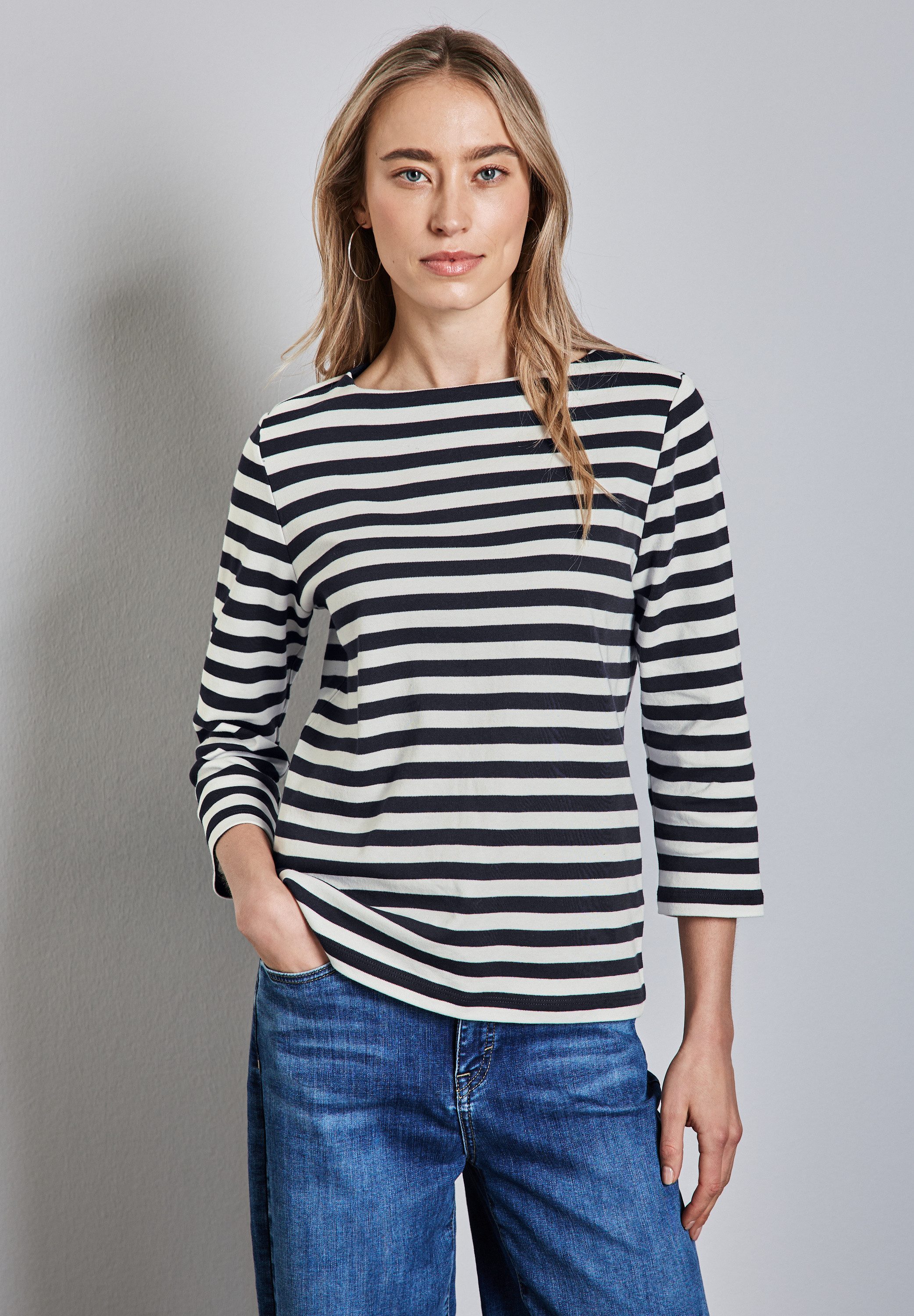 STREET ONE 3/4-Arm-Shirt aus reiner Baumwolle