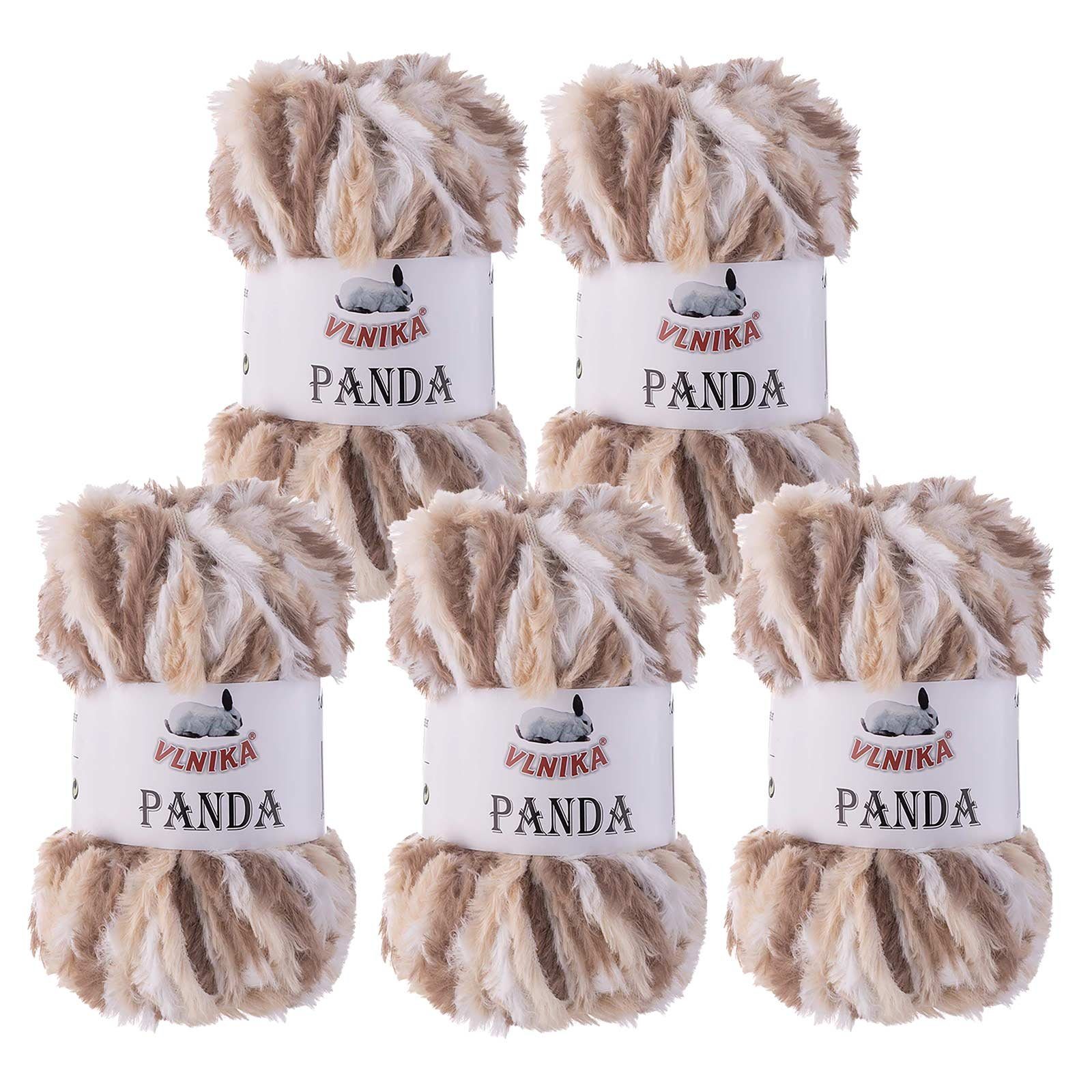 VLNIKA 500g Strickgarn Panda Häkelwolle, 330 m, 017 weiß-creme-beige