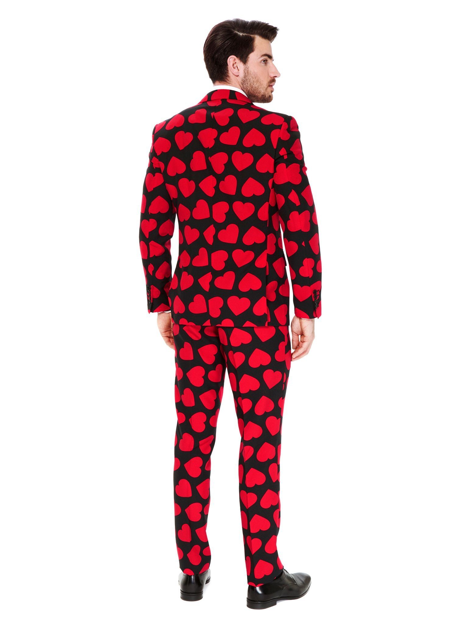 Opposuits Partyanzug King of Hearts Kostüm Anzug - Karneval Halloween, Romantischer Anzug für charmante Typen mit Herz