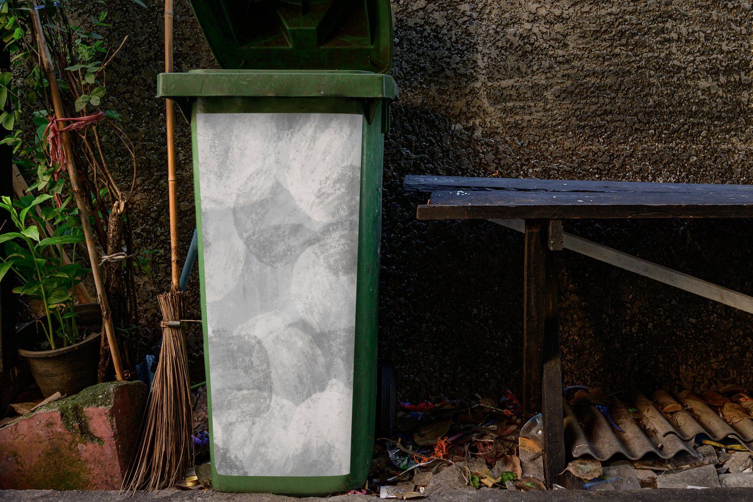 MuchoWow Wandsticker Abstrakt Mülltonne, Malerei St), - Grau Farbe Abfalbehälter Sticker, - (1 - Container, Mülleimer-aufkleber