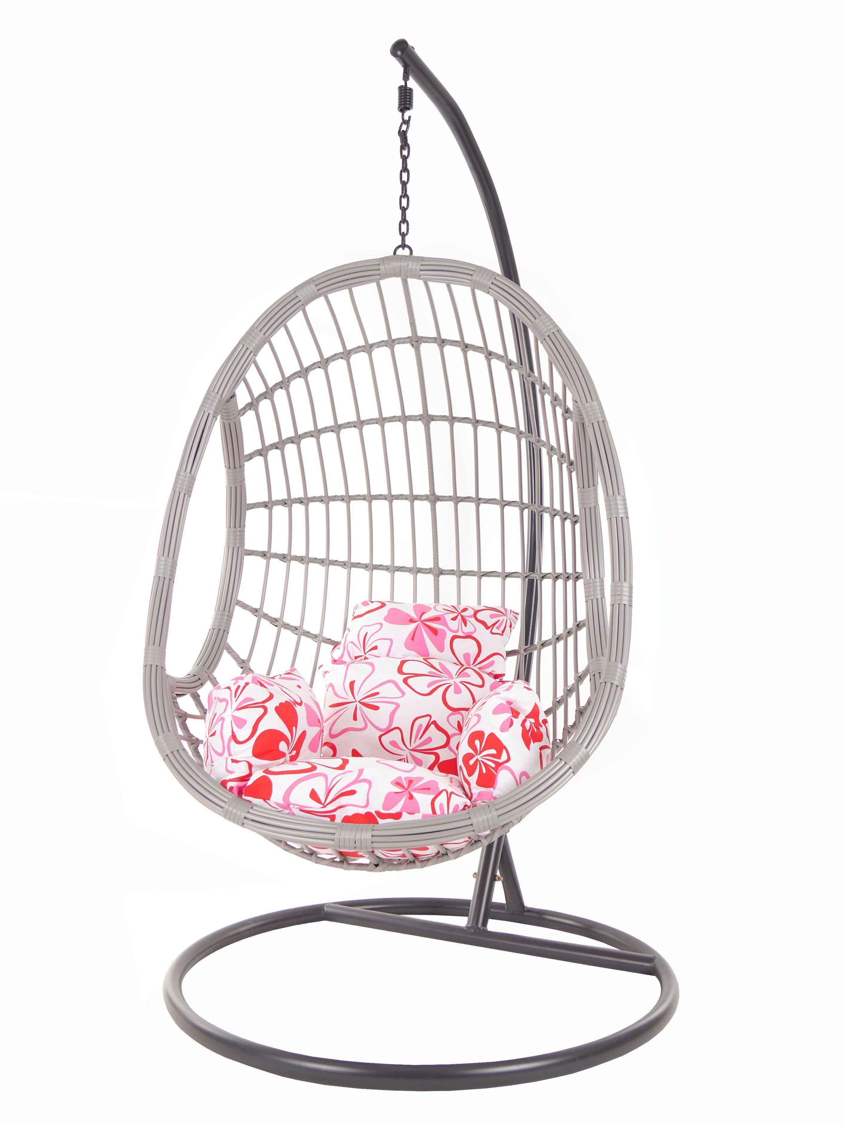 sweet Swing lightgrey, Chair, Loungemöbel, (1333 Kissen blumenmuster Gestell Hängesessel PALMANOVA KIDEO Hängesessel flower mit und love)