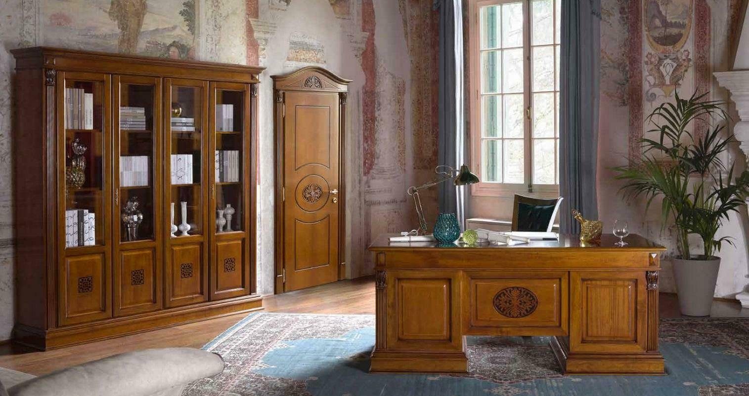 JVmoebel Schreibtisch, Luxus Washington Büro Set Italienische Möbel 3tlg. Barock Rokoko
