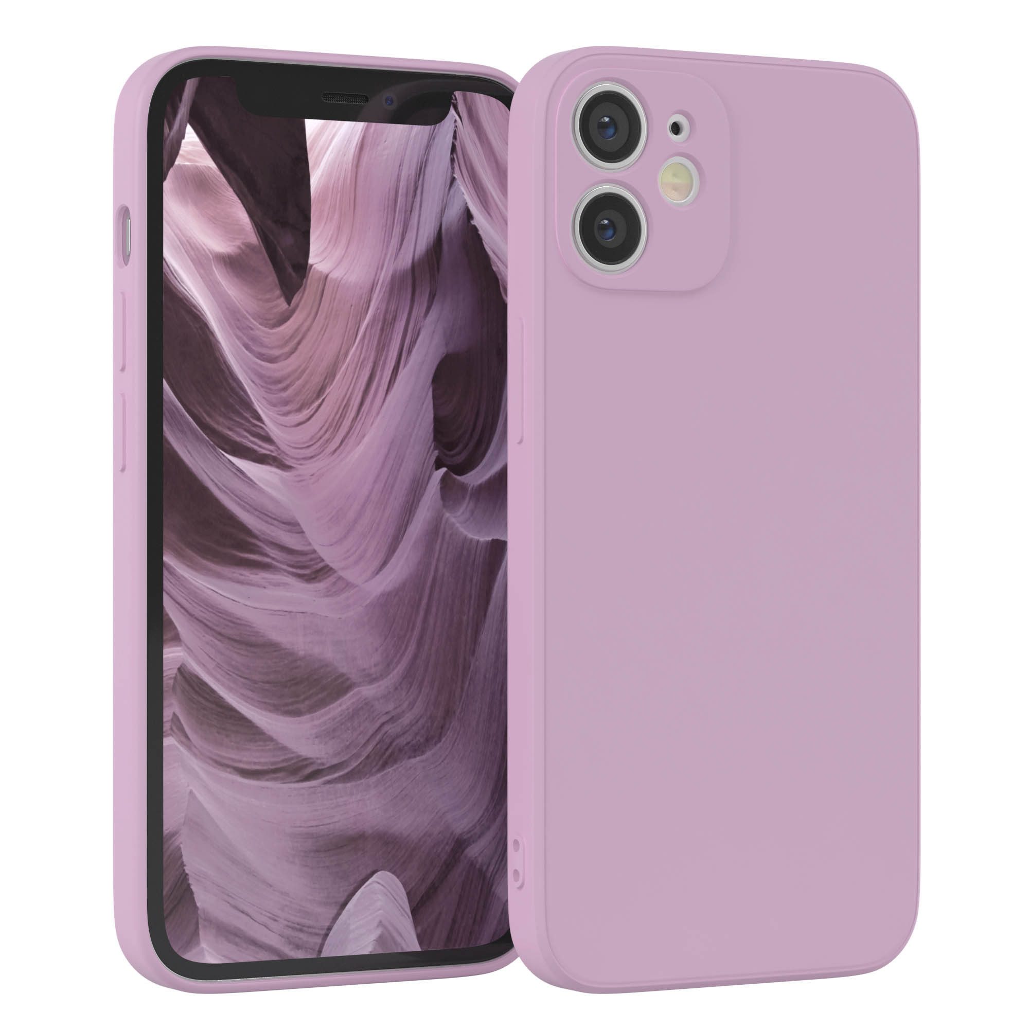 EAZY CASE Handyhülle für Apple iPhone 12 Mini Hülle Silikon 5,4 Zoll, Hülle mit Kameraschutz handycover Soft Smart Slimcover Lila / Flieder