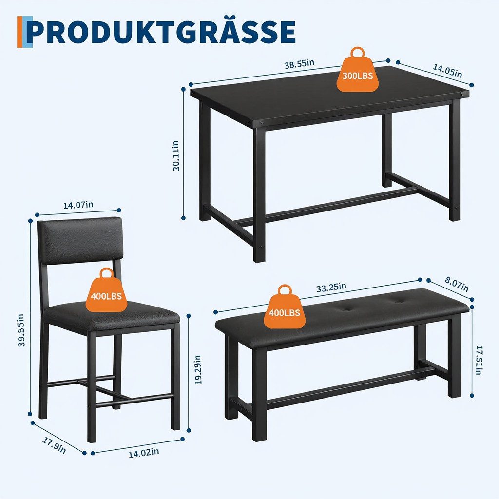 GarveeMore Essgruppe für 4,Esstisch mit 2 günstig online kaufen