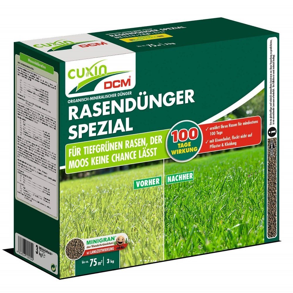 Rasendünger Cuxin DCM Rasendünger Spezial 3 kg Dünger organisch-mineralischer