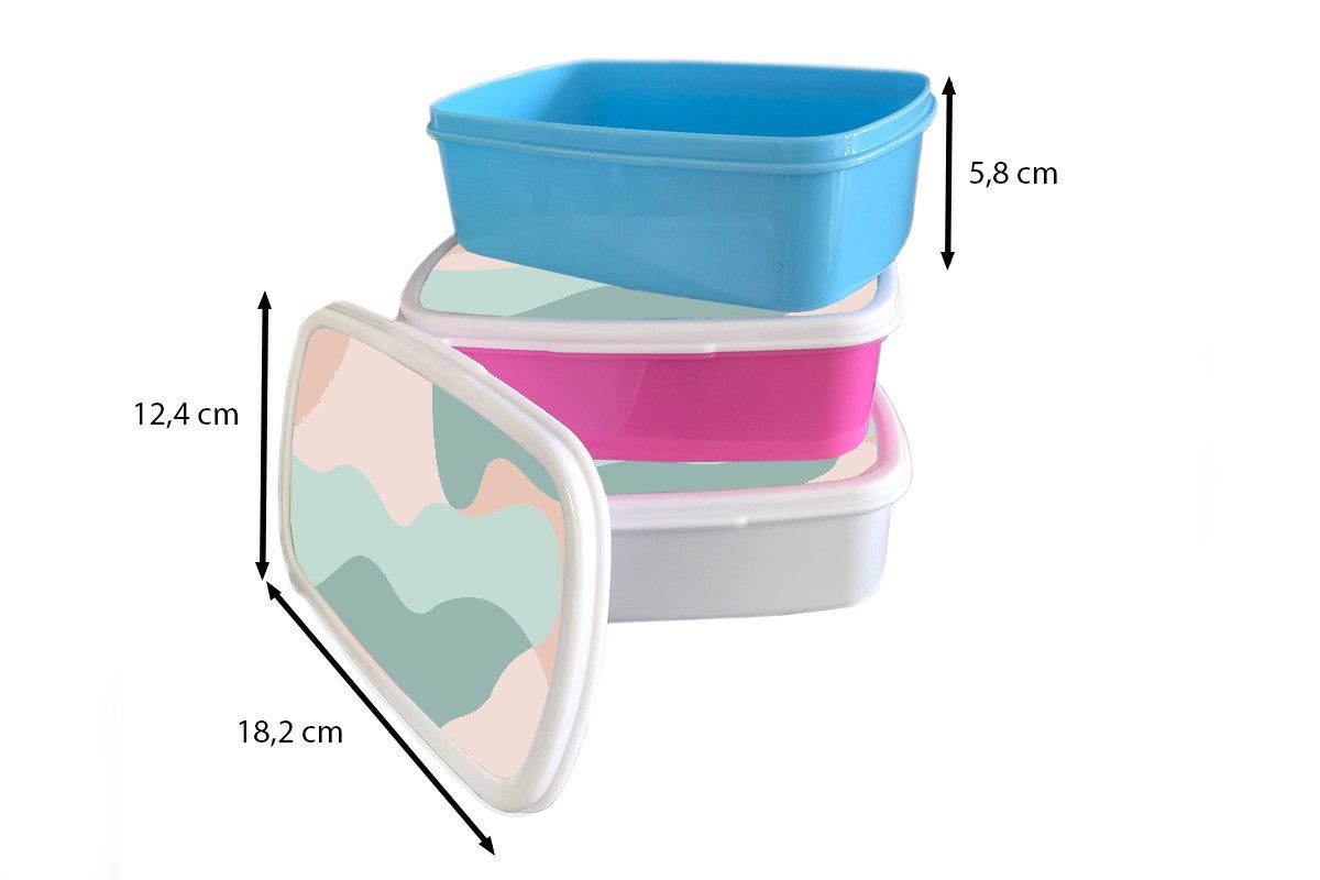 - Lunchbox Abstrakt, Snackbox, Kunststoff MuchoWow (2-tlg), für Sommer Erwachsene, Kinder, Formen Brotdose Mädchen, Brotbox rosa Kunststoff, -