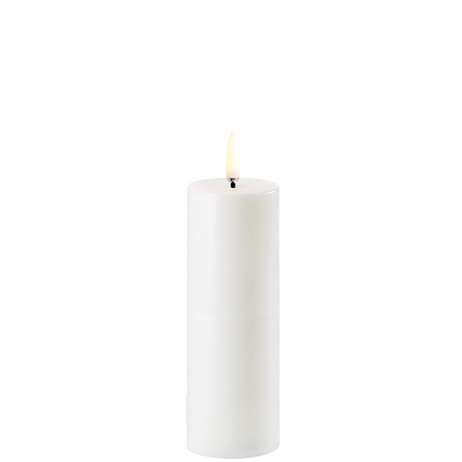LED-Kerze Echtwachs-Stumpenkerze Mini Nordic White Smooth 14,5 cm