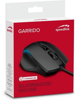 Speedlink GARRIDO Beleuchtete Maus Office PC Mouse Mäuse (LED-Beleuchtung in 3 Farben, Fingerablage, 5-Tasten, 800 bis 2400 dpi)