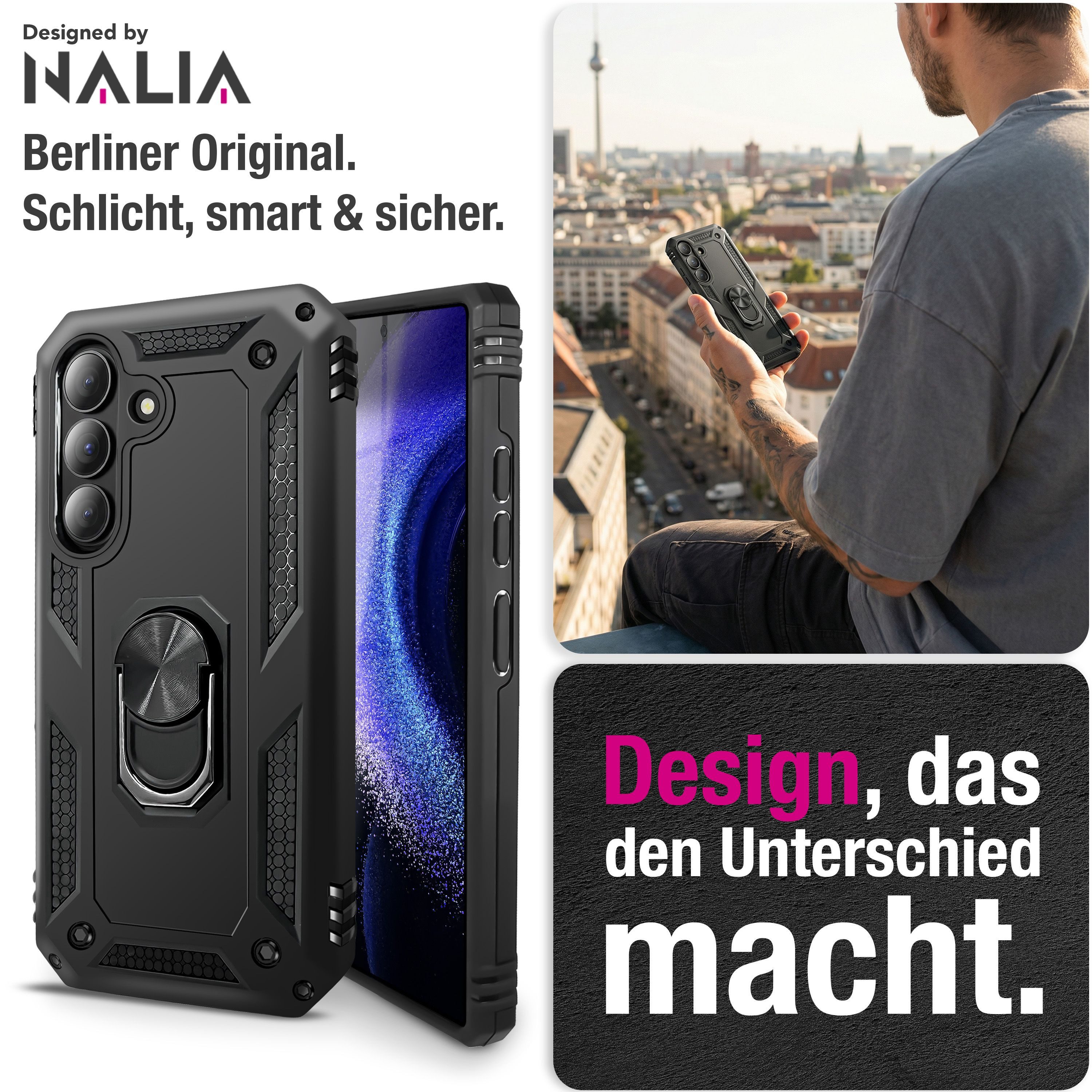 Nalia Smartphone-Hülle Samsung Galaxy S26 16 cm (6,3 Zoll), RINGDEFEND Case - Militär-Schutz, 360° Ring-Halter & Standfunktion – Bild 4 von 5