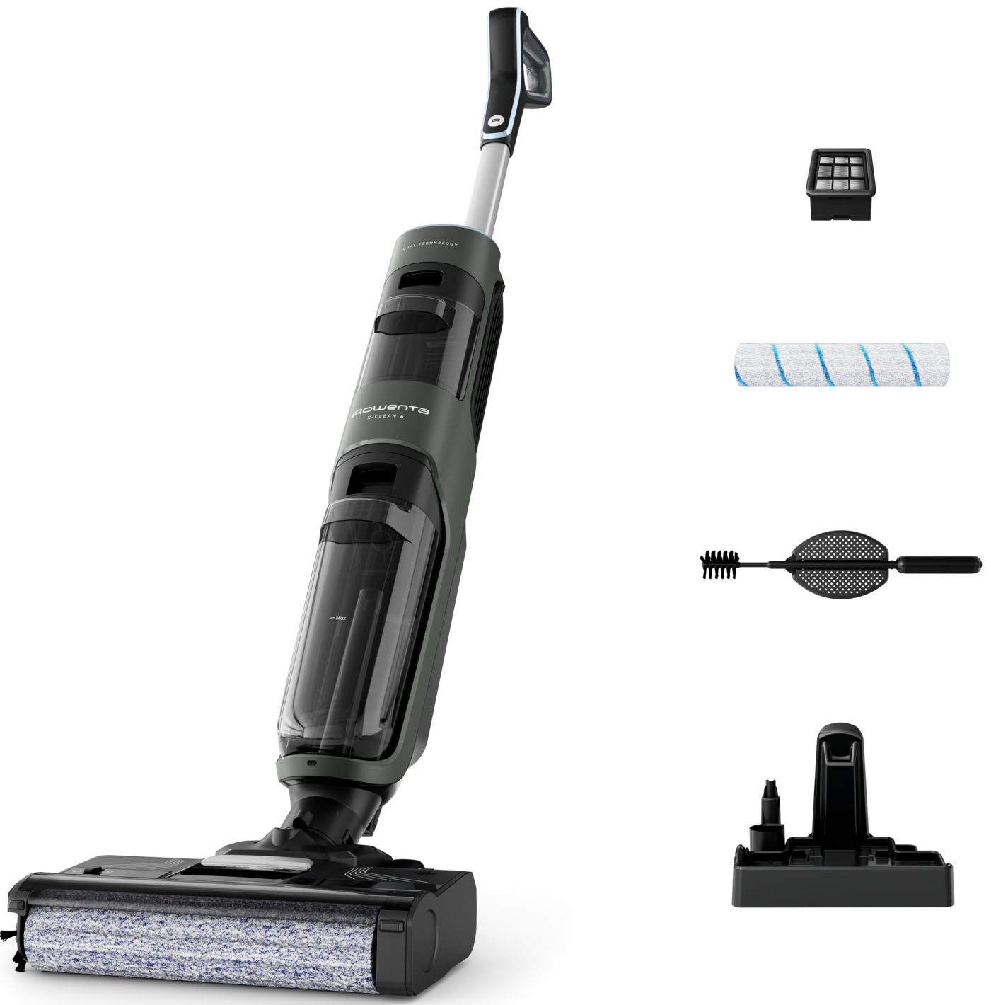 Rowenta Nass-Trocken-Sauger X-Clean 4, kabellos, 2-in-1 Staubsauger für alle Hartböden, 200 W, beutellos, kabellos, Selbstreinigungsfunktion, Schmutzerkennung, GZ5037