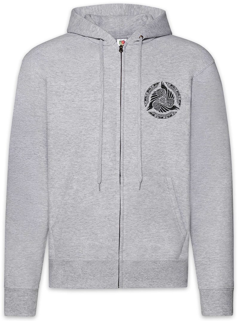 Sweatjacke Viking Raven Circle Zipper Hoodie Raben Hugin Munin Walhalla Odhin