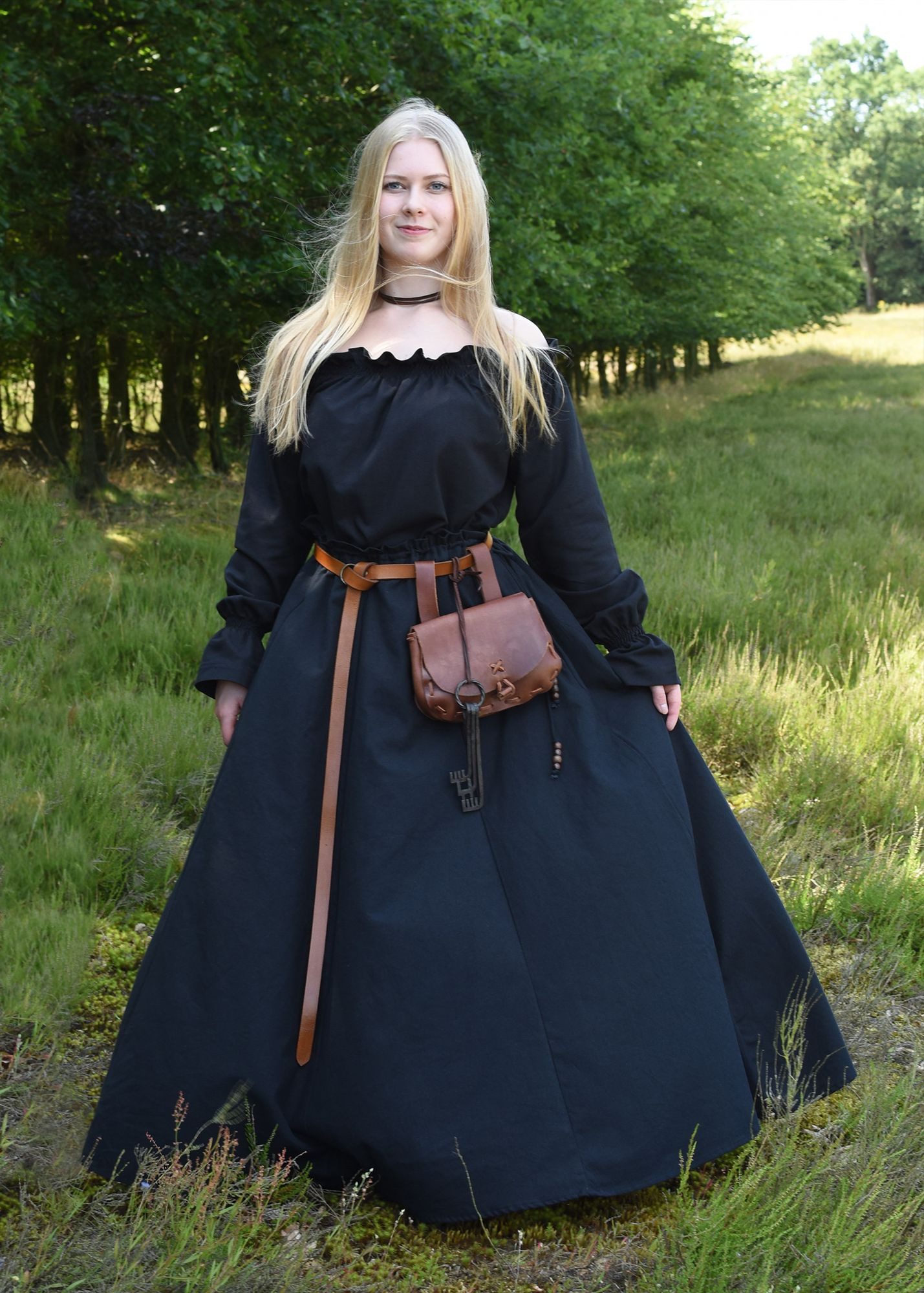 Battle Merchant Kostüm Mittelalter Carmen-Bluse, schwarz, Gr. L günstig online kaufen