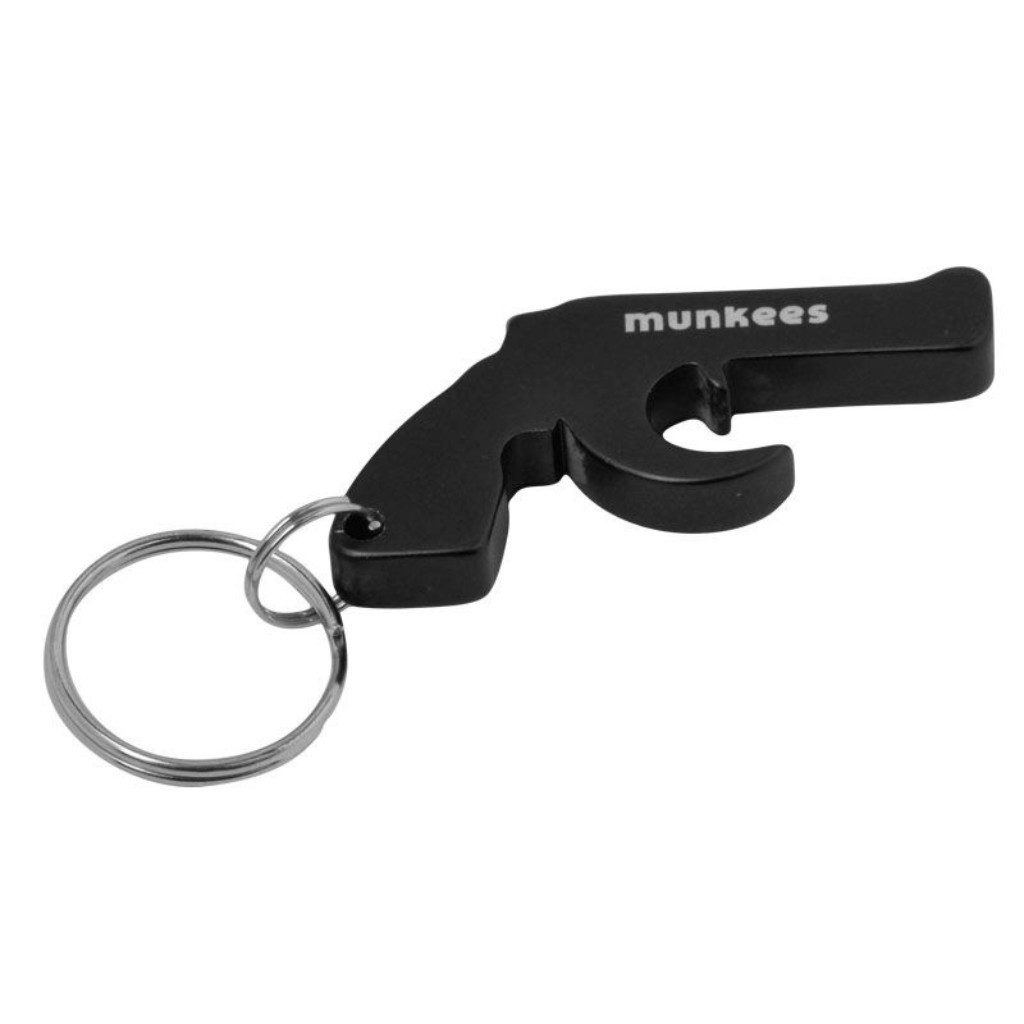 Munkees Flaschenöffner Pistole mit Flaschenöffner Aluminium, Schlüsselring, Schwarz (Packung)