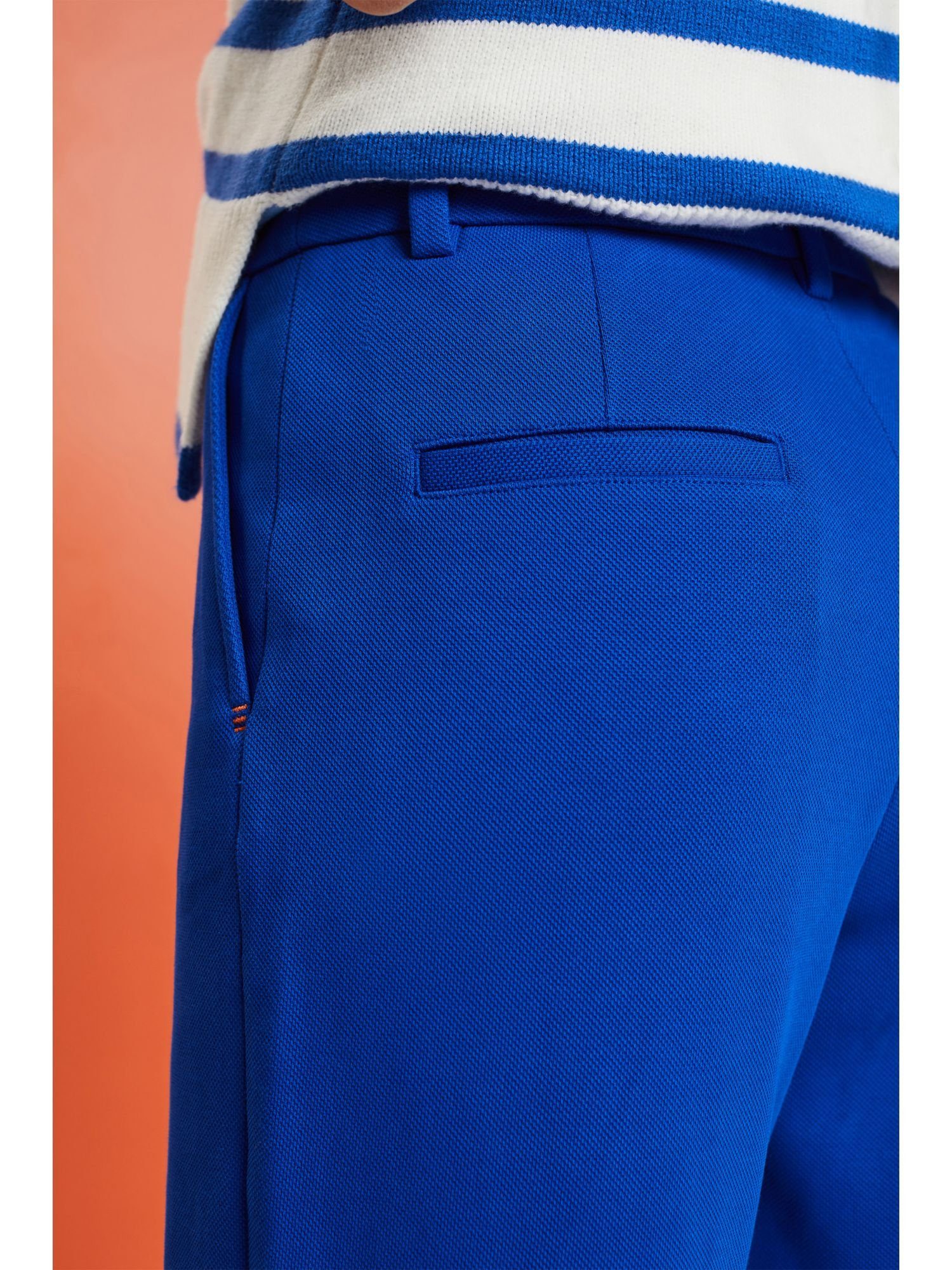 Stoffhose aus BRIGHT Piqué-Jersey geschnittene BLUE Esprit Hose Gerade