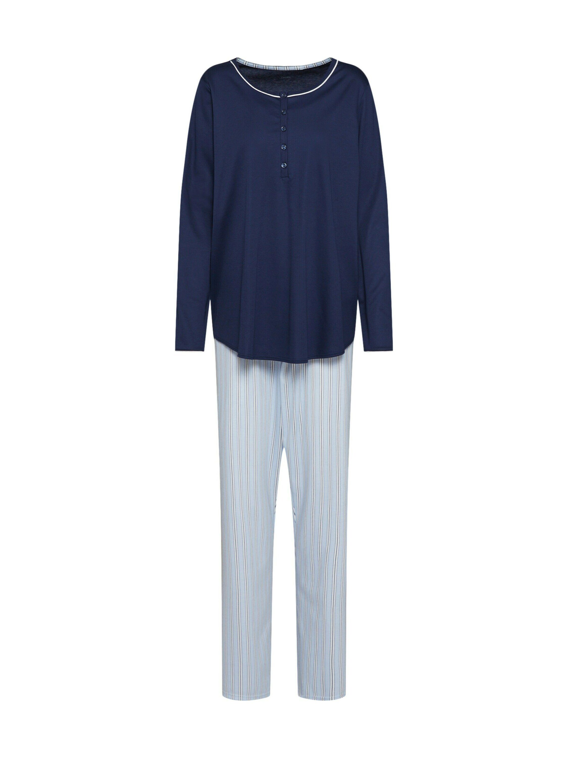CALIDA Schlafanzug Plain/ohne blue (1 Details tlg) peacoat