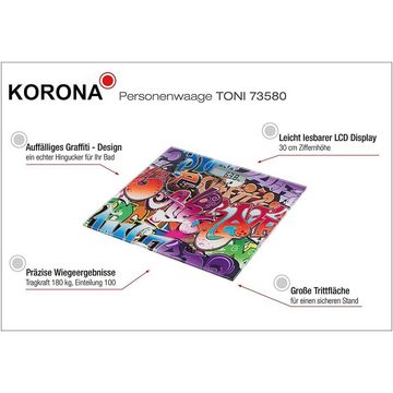 KORONA Personenwaage Glaswaage TONI 2für1 Set, digital, Glas, bunt, flach