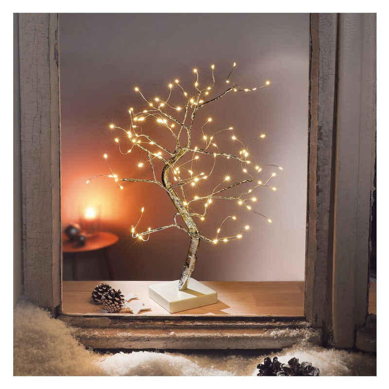 Home-trends24.de LED Baum LED Baum Silber Deko Weihnachten Tannenbaum mit Timer Funktion, LED fest integriert