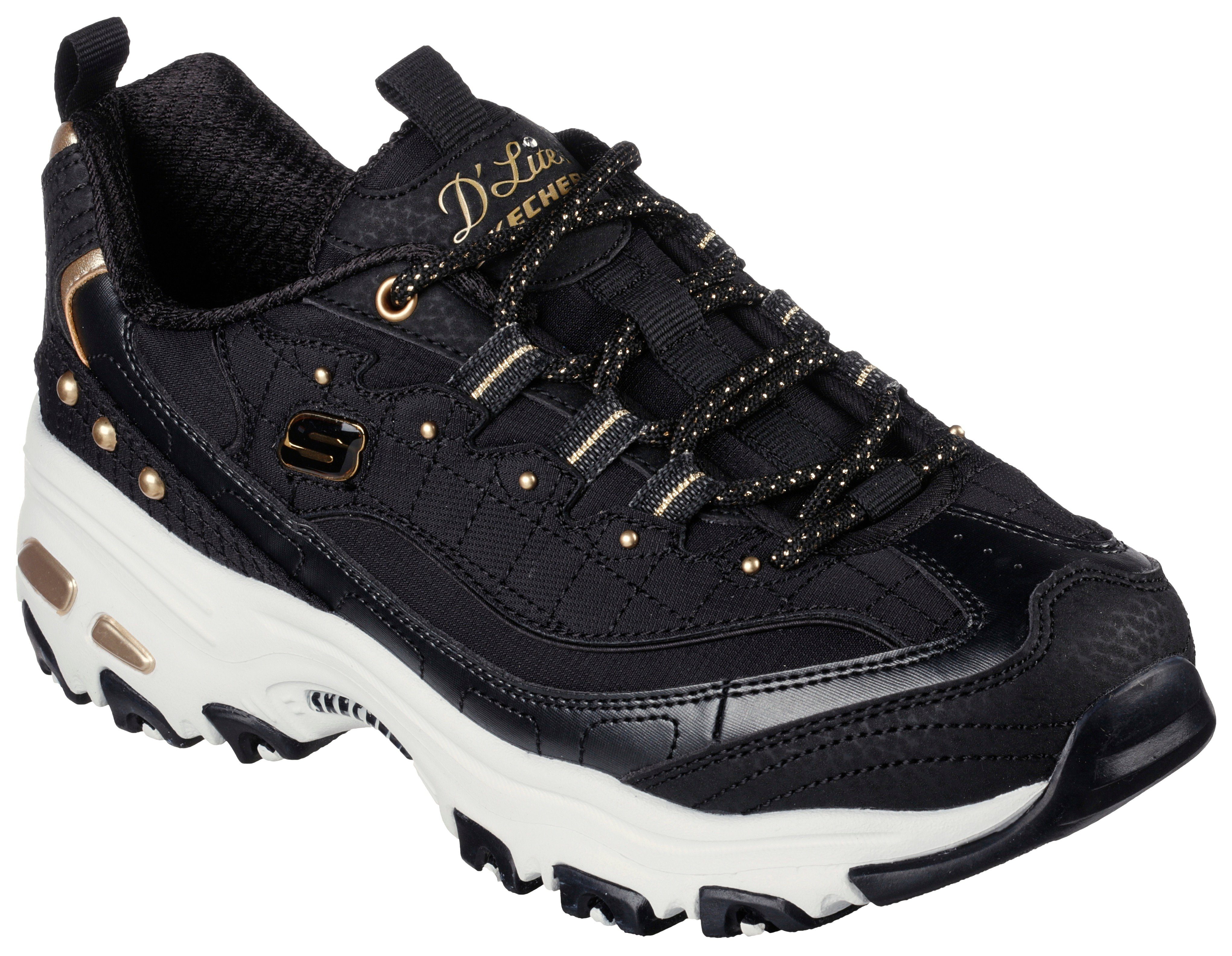 Metallic-Details mit schönen Sneaker D'LITES schwarz-goldfarben Skechers
