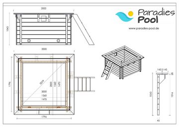 Paradies Pool Pool, Holzpool Lulu 200x200x104cm, Folie sand 0,8mm, Edelstahl-Eckleisten