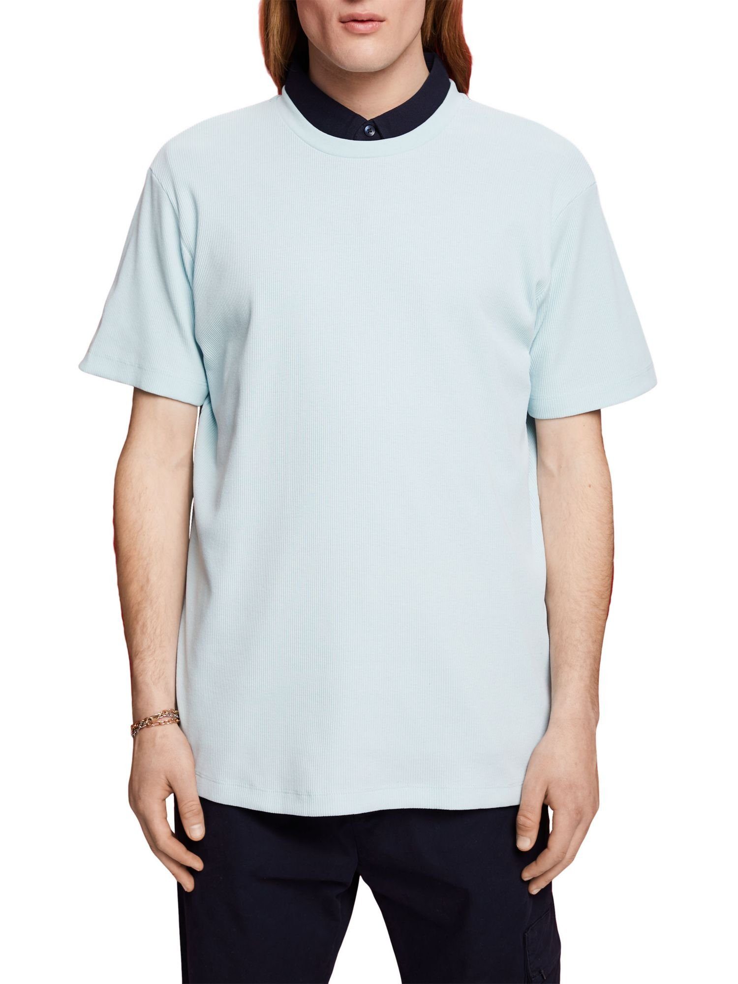 T-Shirt Esprit GREEN LIGHT T-Shirt Collection Geripptes AQUA (1-tlg)