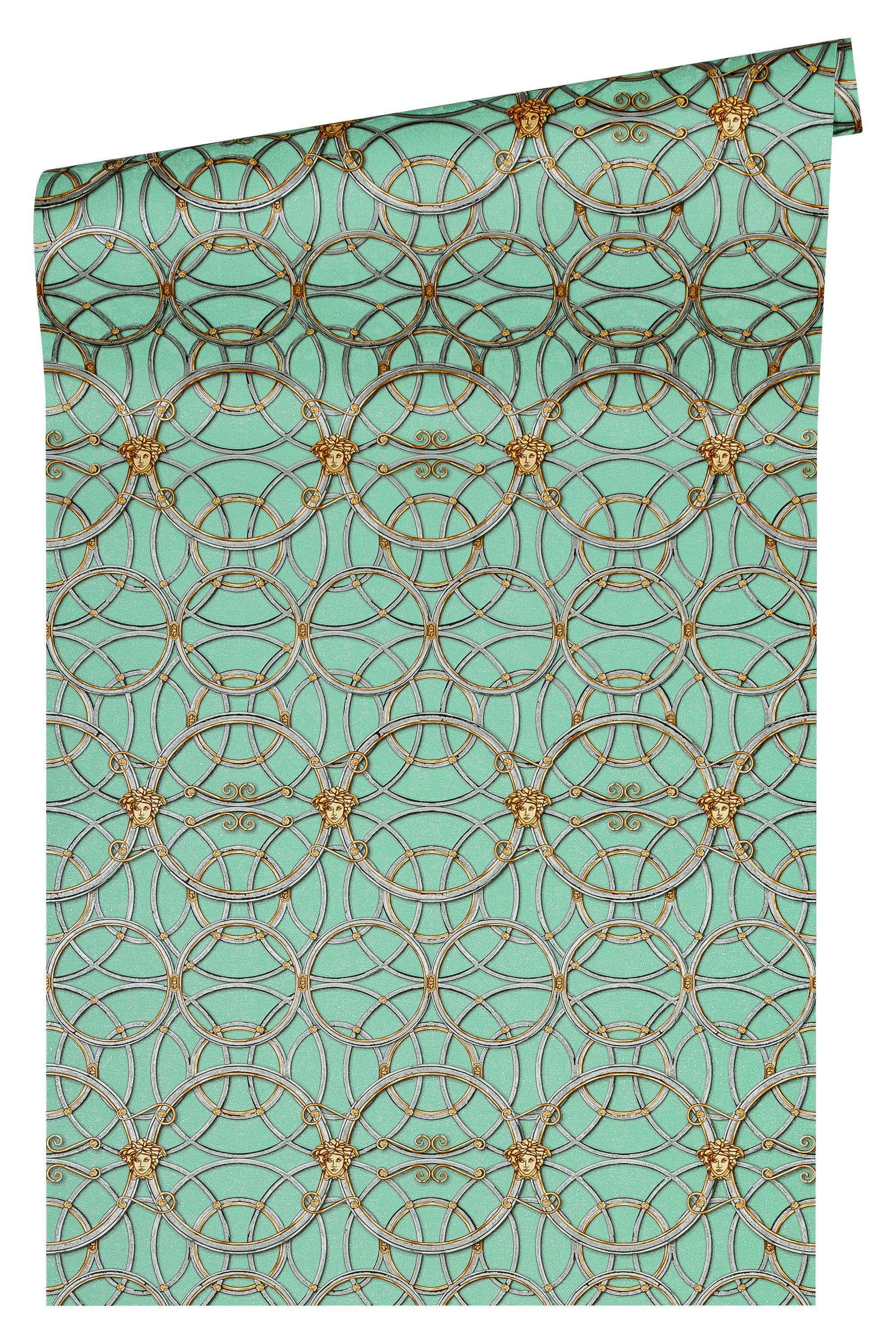 Versace Vliestapete Versace wallpaper Versace 4, Barock Tapete, grün, gold 370497