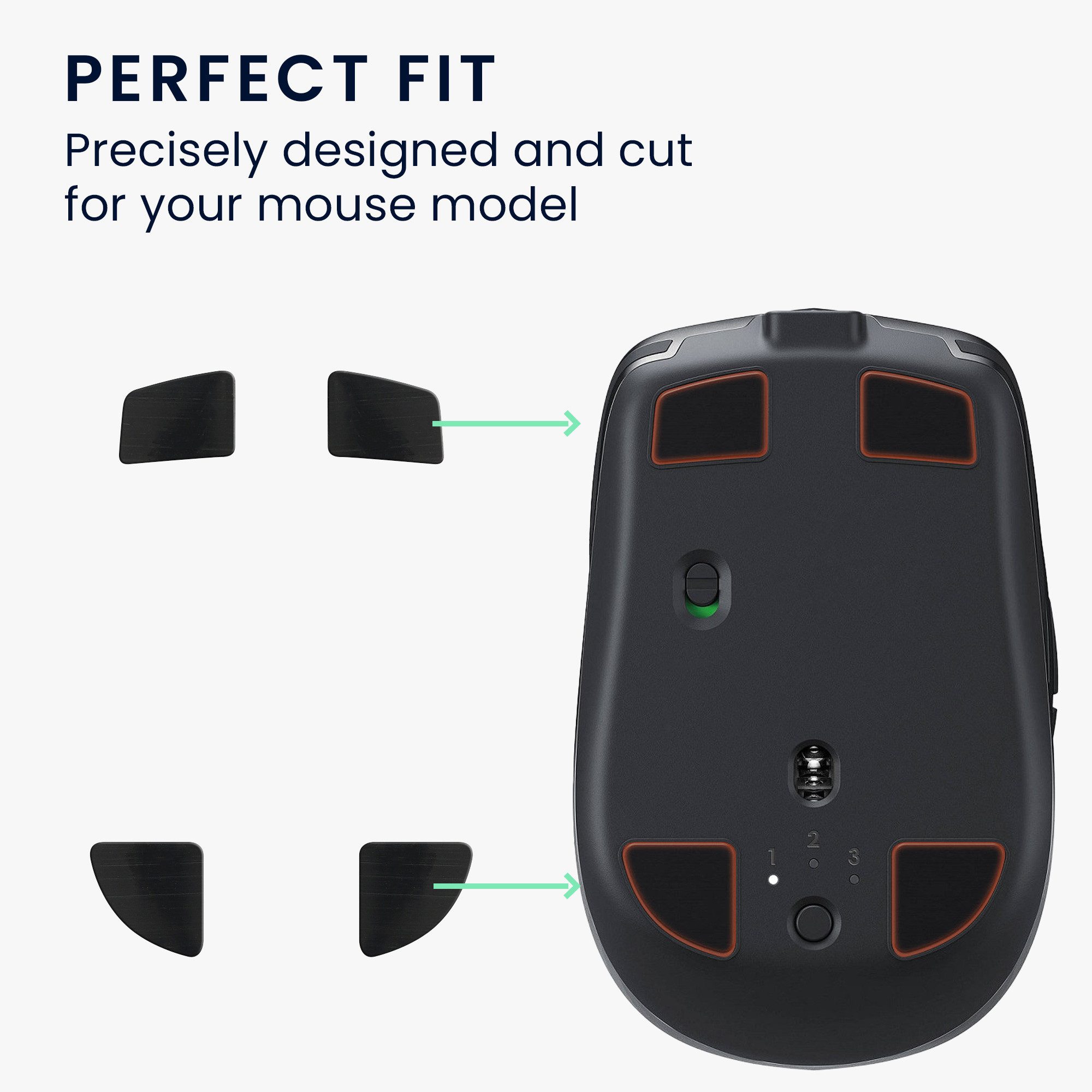 kwmobile Mausfüße Mouse Feet Sticker für Logitech MX Anywhere 2S (1-St), Ersatz Glider Mausfüße passgenau - Glides in Schwarz