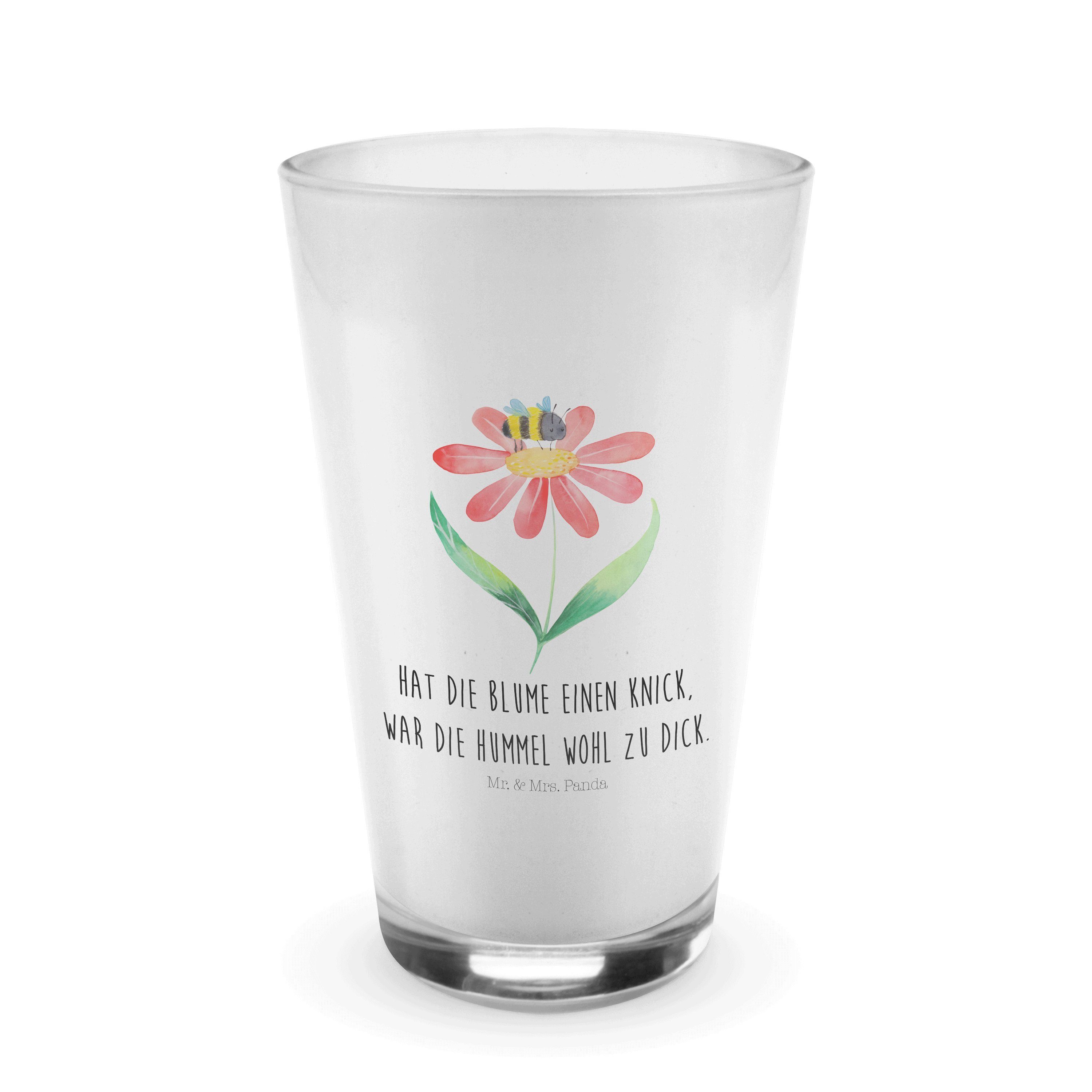 Mr. & Mrs. Panda Glas Hummel Blume - Transparent - Geschenk, Biene, Gute Laune, Cappuccino, Premium Glas
