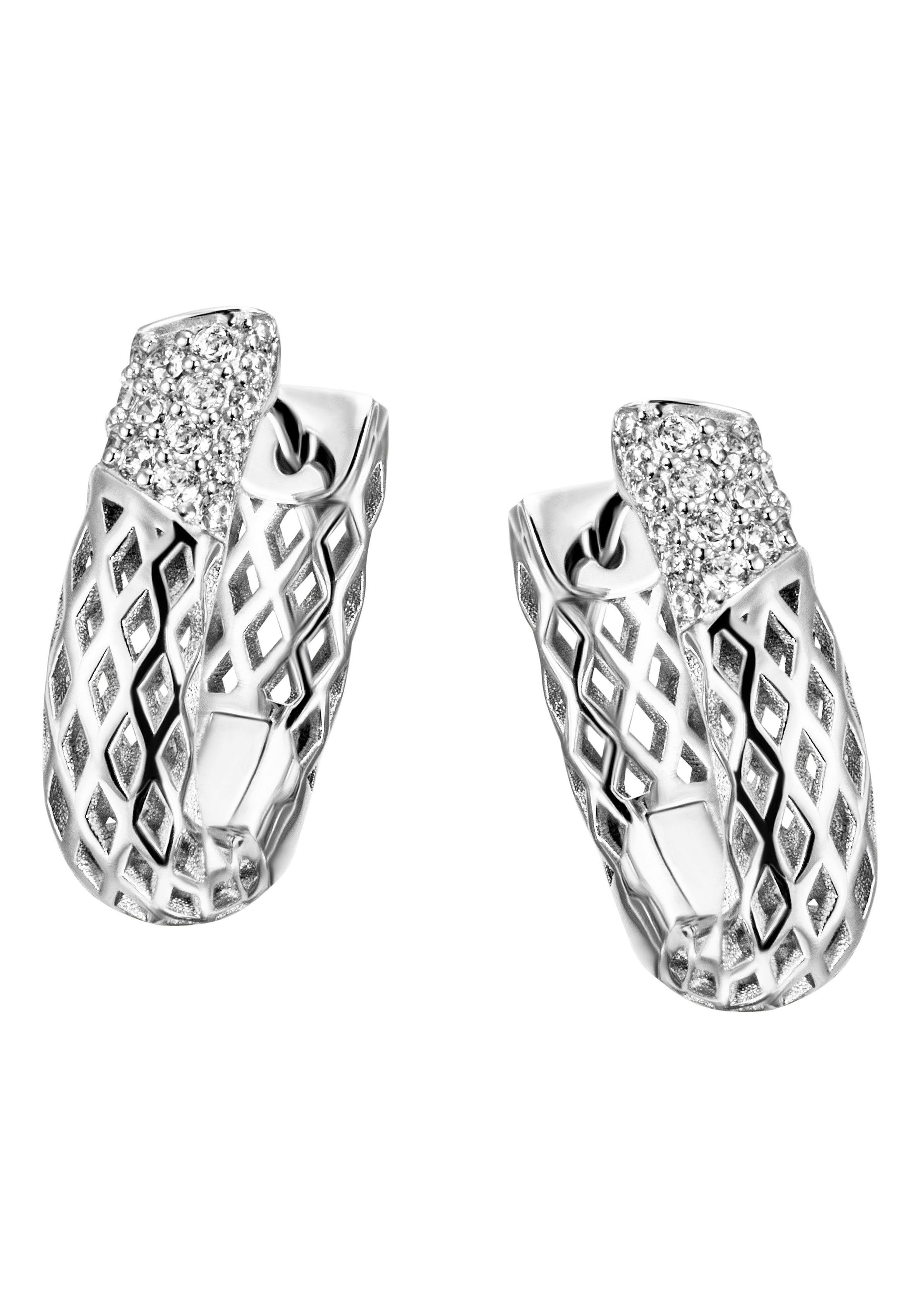 Paar Creolen Schmuck Geschenk Silber 925 Ohrschmuck glitzernd