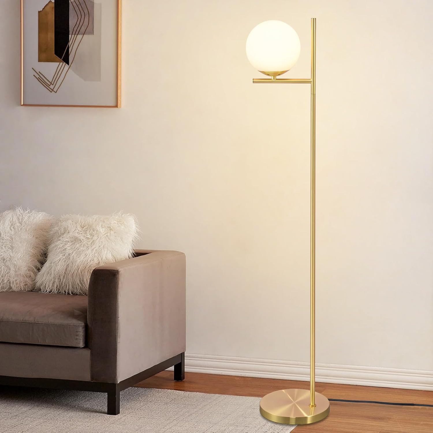 ZMH Stehlampe Wohnzimmer 1Flammig Metall Industrial Stehleuchte mit Fußschalter Flur, Einfache Installation, ohne Leuchtmittel, E27 Vintage Bodenlampe für Schlafzimmer, schwarz/Gold