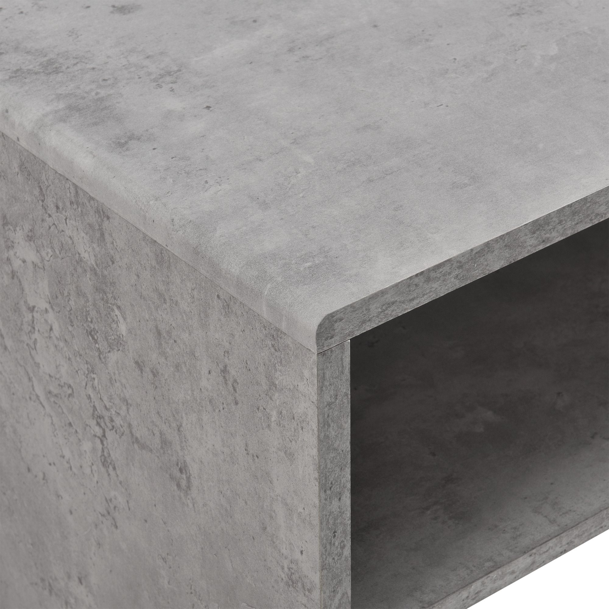 en.casa Couchtisch, »Trier« - Wohnzimmertisch Ablage betonfarben mit - Betonoptik - 100x40x40cm