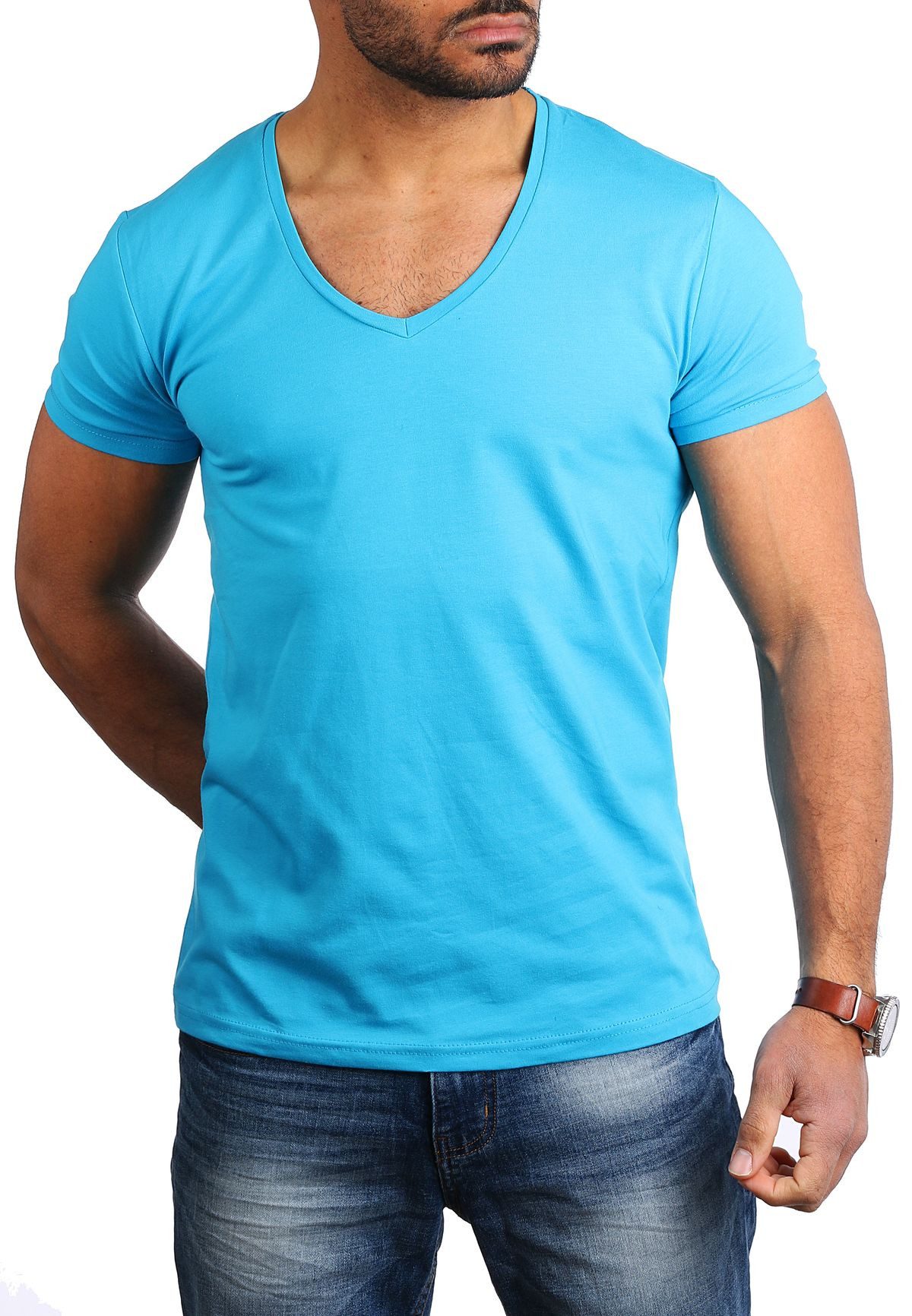 Young & Rich T-Shirt Herren Uni Basic extra tiefer Ausschnitt Unterziehshir günstig online kaufen