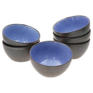 MamboCat Müslischale 6er Set Dessertschale Reactive Glaze Blue Santorini 13,7cm - 24321836, Steingut