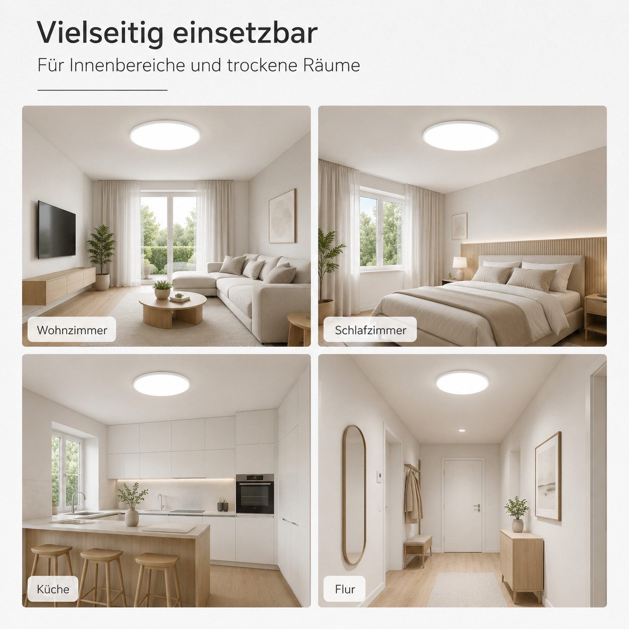 OYLCDI Deckenleuchte LED Deckenleuchte 30W Ø28 cm rund, flache Deckenlampe 6500K kaltweiß, LED fest integriert Flur inkl Leuchtmittel 6500K, weiß, Wohnzimmer-Le – Bild 4 von 5
