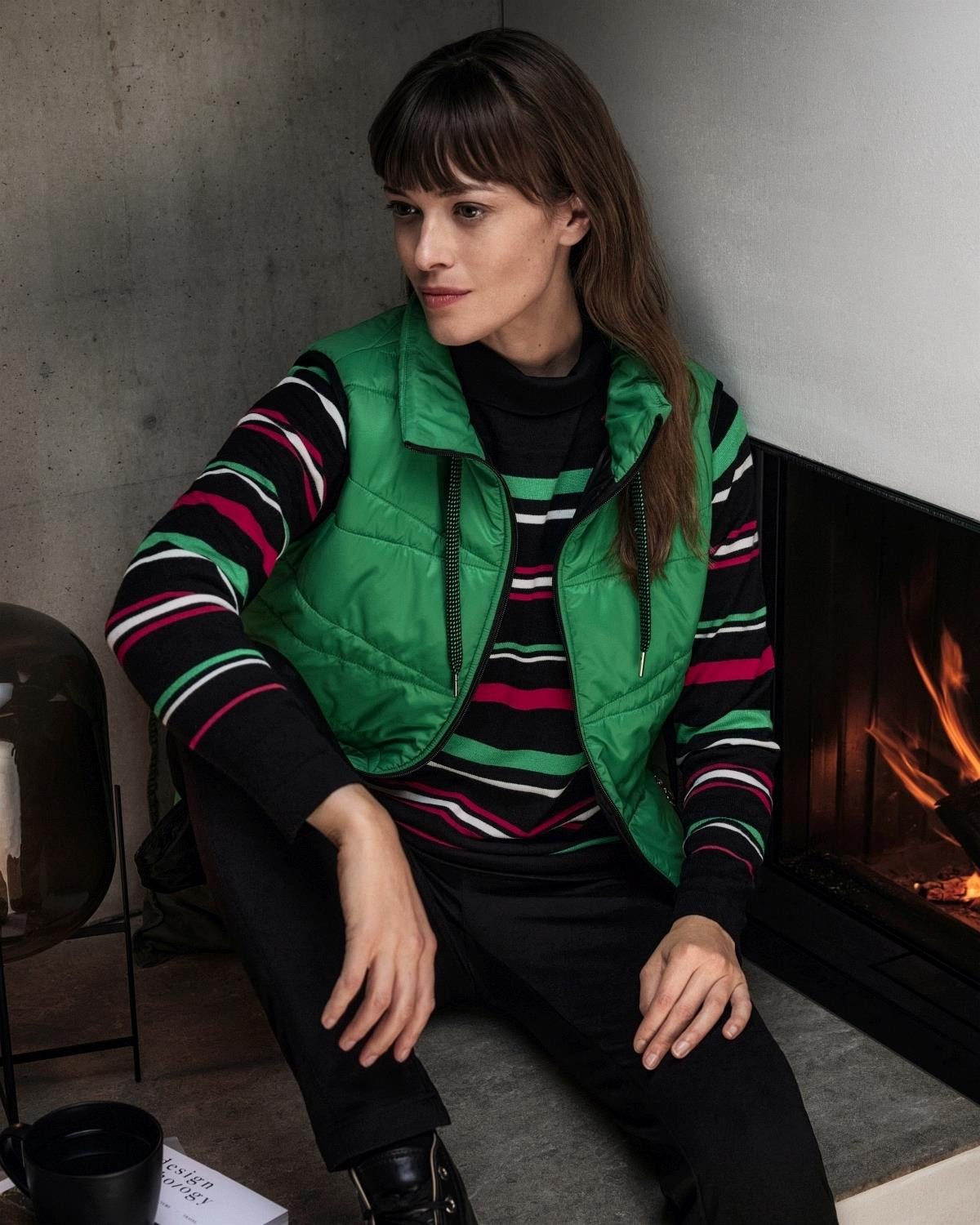 Rollkragenpullover Pullover mit halsfernem Rollkragen Multicolor Ringel