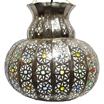 Marrakesch Orient & Mediterran Interior Deckenleuchte Orientalische Lampe Pendelleuchte Silber Beyla 28cm